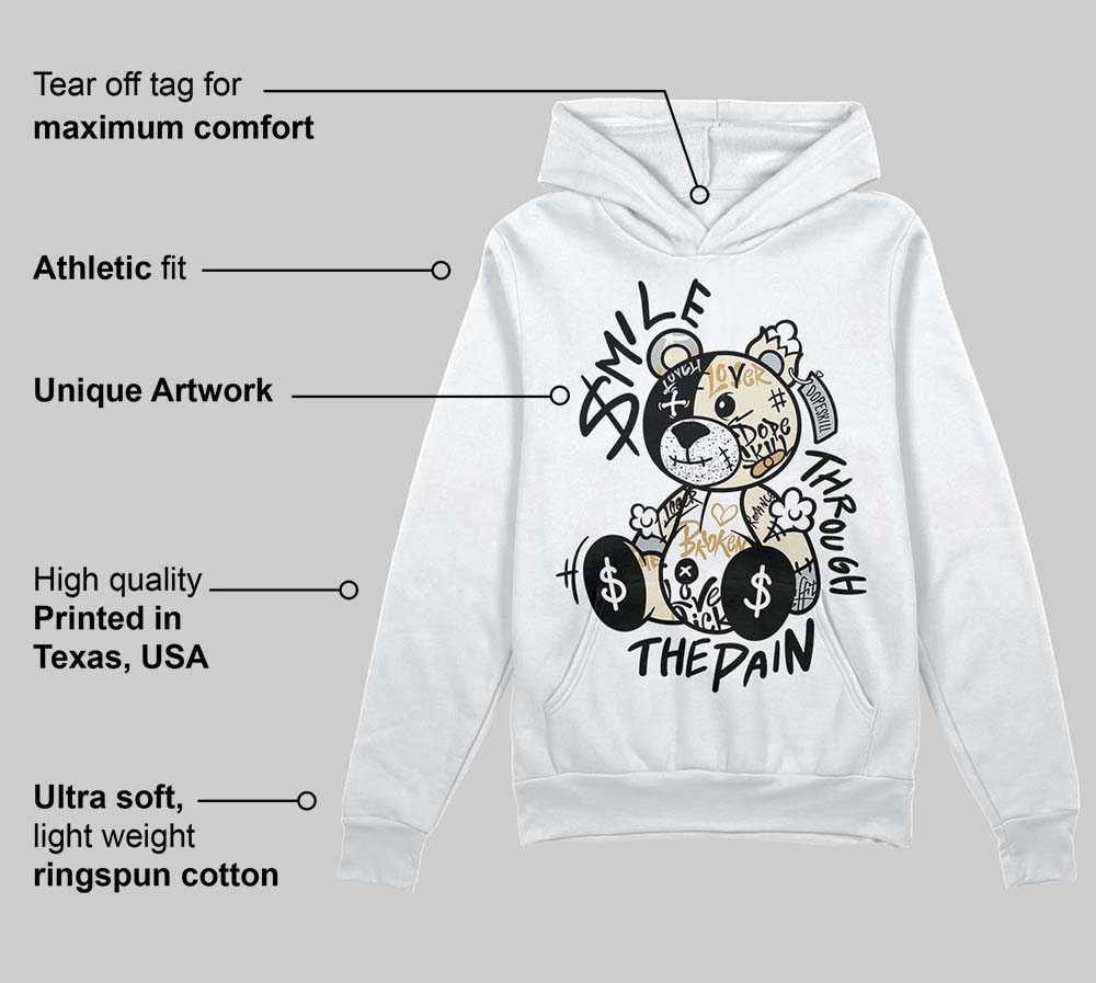 Reverse Metallic 5s superstreetwear Hoodie Sweatshirt Smile Through The Pain Graphic