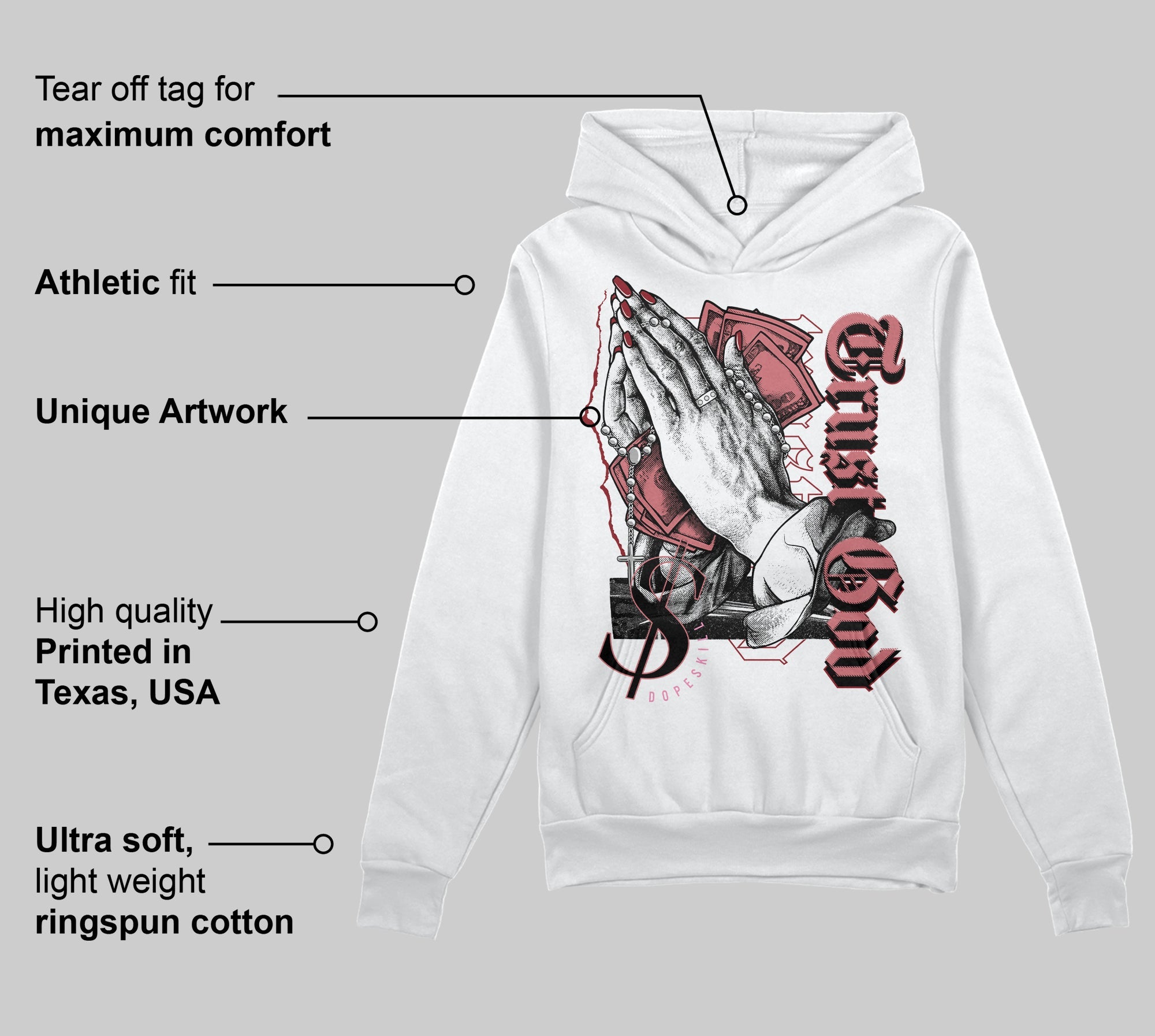 Valentine's Day Collection superstreetwear Hoodie Sweatshirt Trust God Graphic