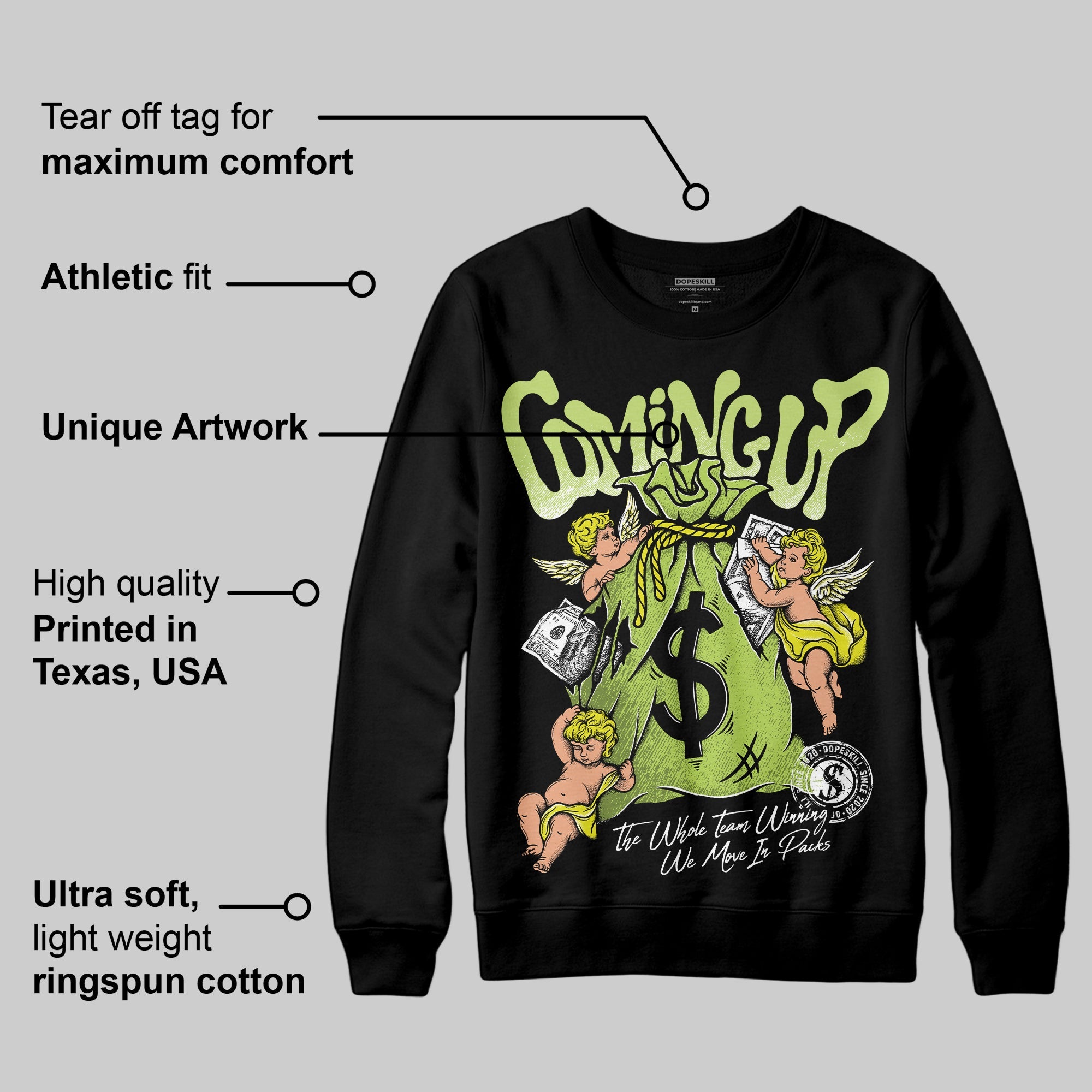 Bright Cactus 13s superstreetwear Sweatshirt Money Bag Coming Up Graphic