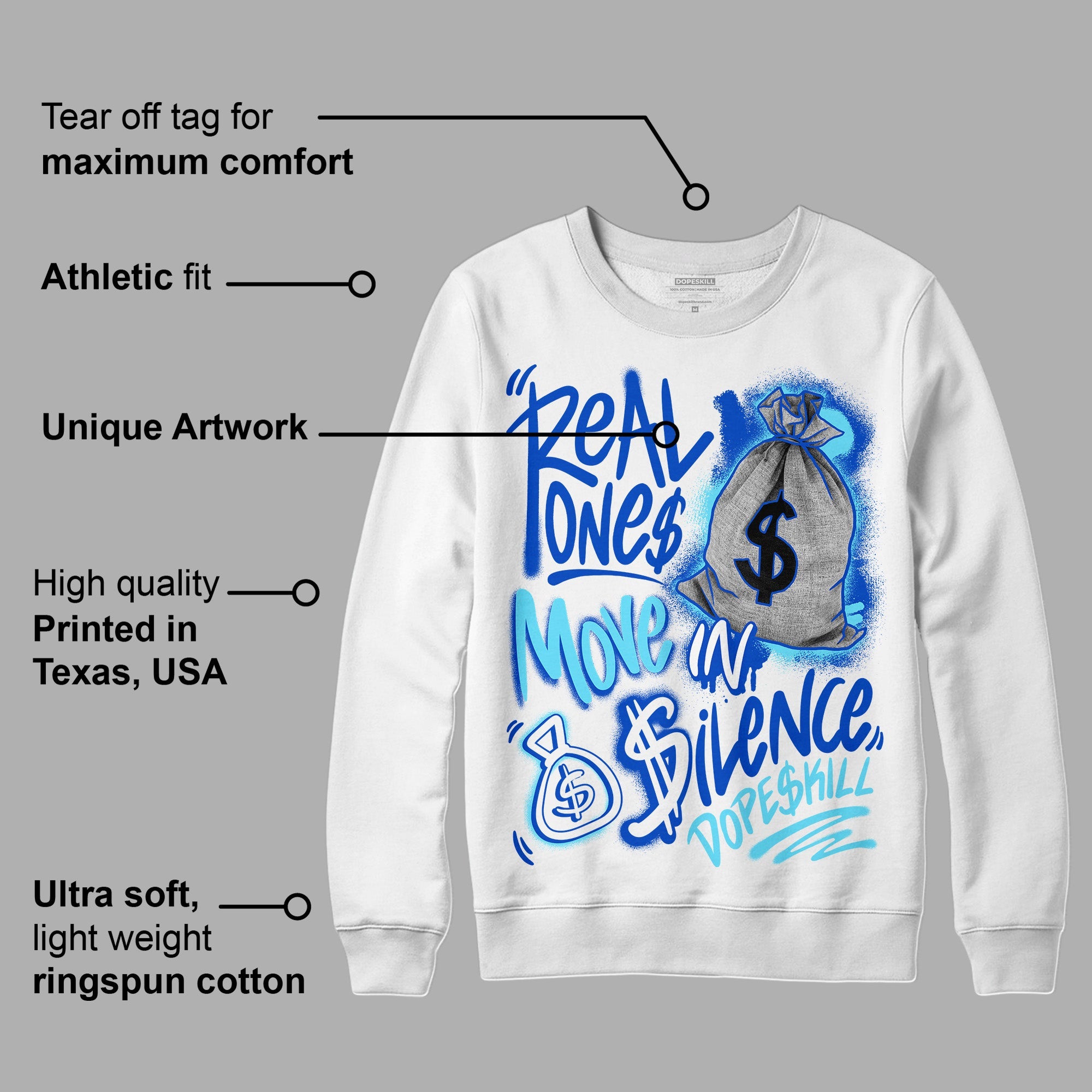 SB Dunk Argon superstreetwear Sweatshirt Real Ones Move In Silence Graphic