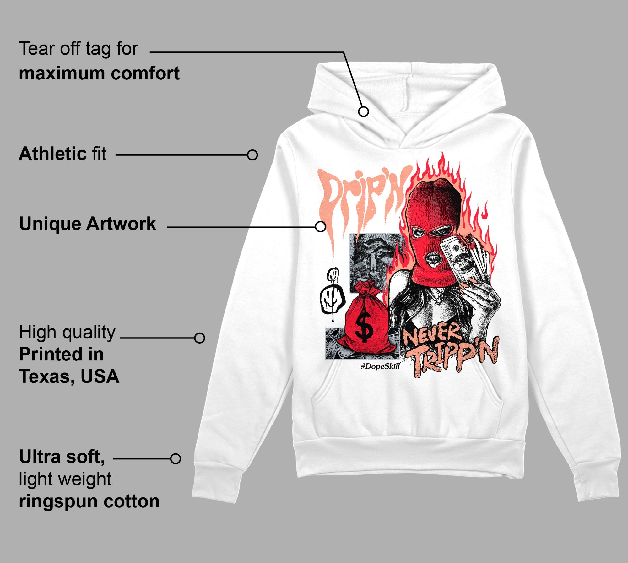 Crimson Bliss 5s superstreetwear Hoodie Sweatshirt Drip'n Never Tripp'n Graphic