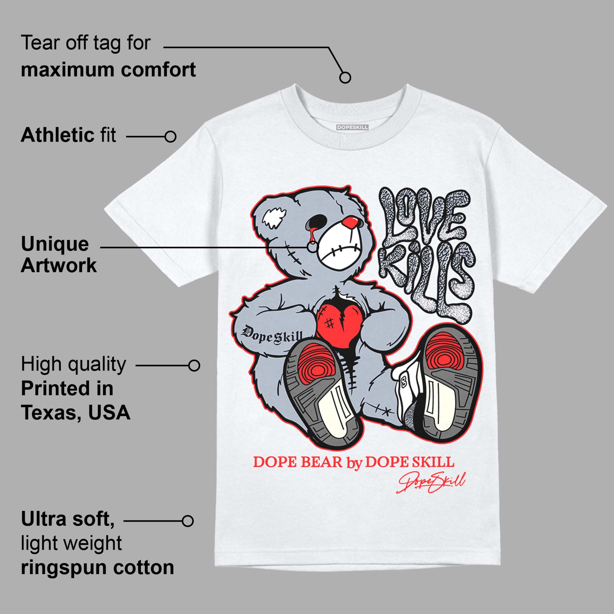 White Cement Reimagined 3s superstreetwear T-Shirt Love Kills Graphic