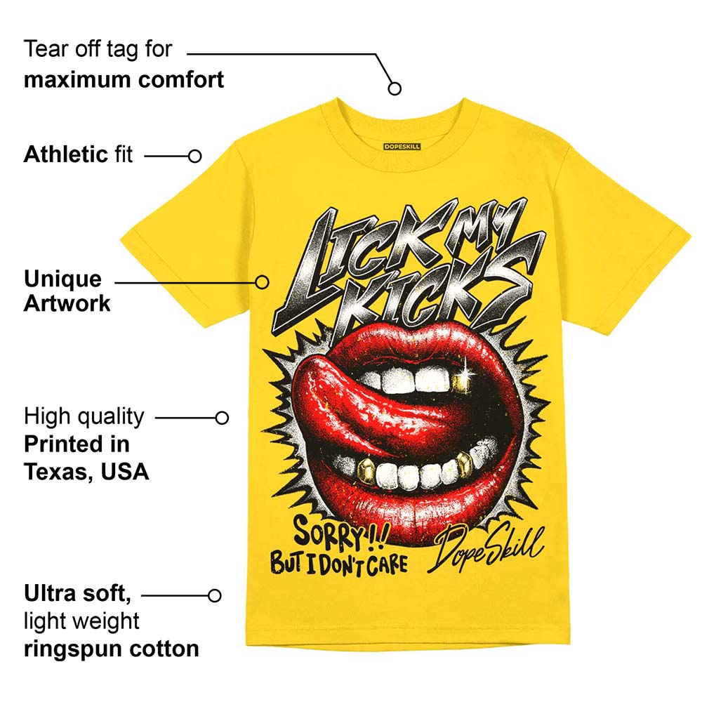 Black Tour Yellow AJ 4 Thunder superstreetwear Tour Yellow T-Shirt Lick My Kicks Graphic