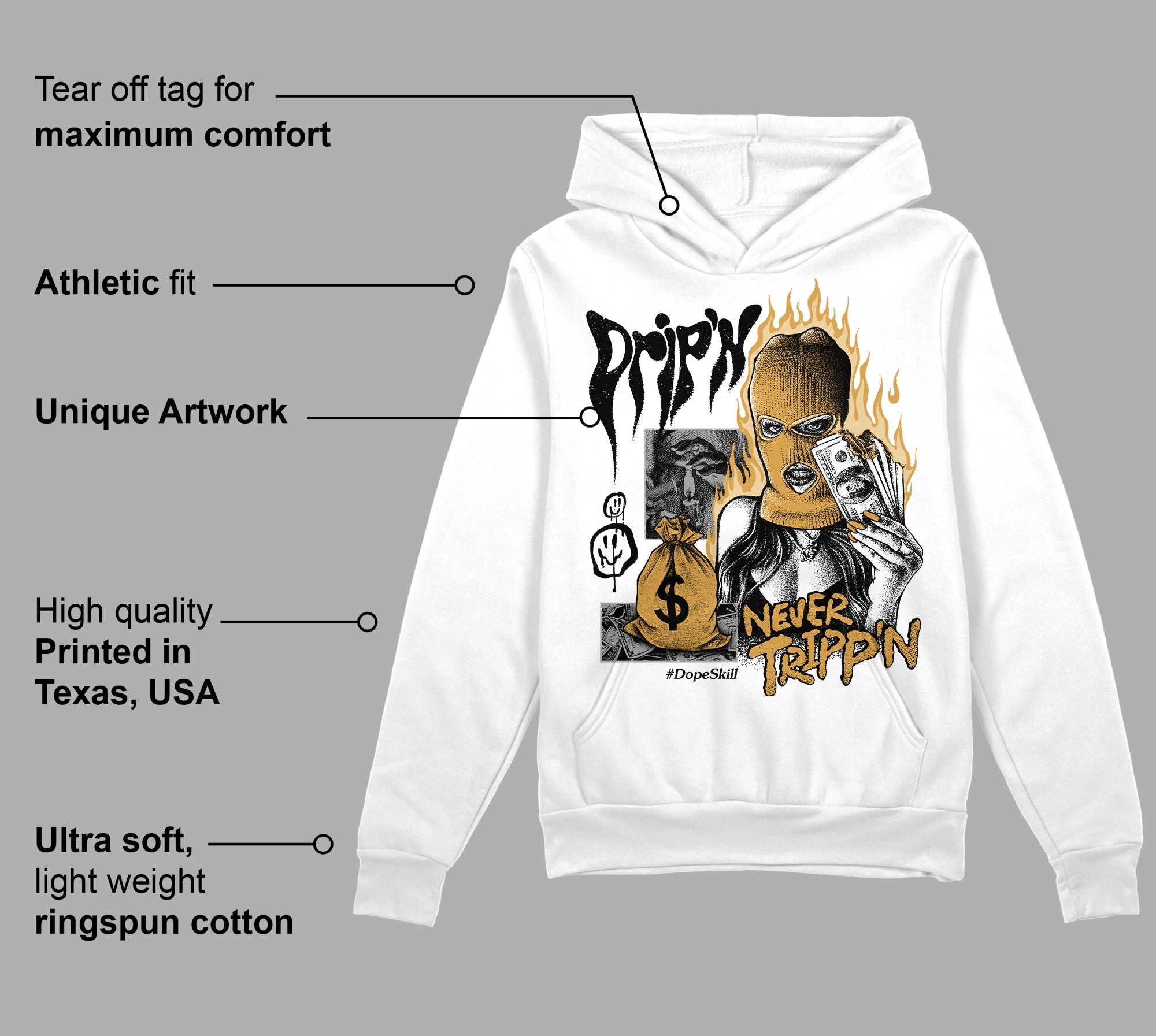 Gratitude 11s superstreetwear Hoodie Sweatshirt Drip'n Never Tripp'n Graphic