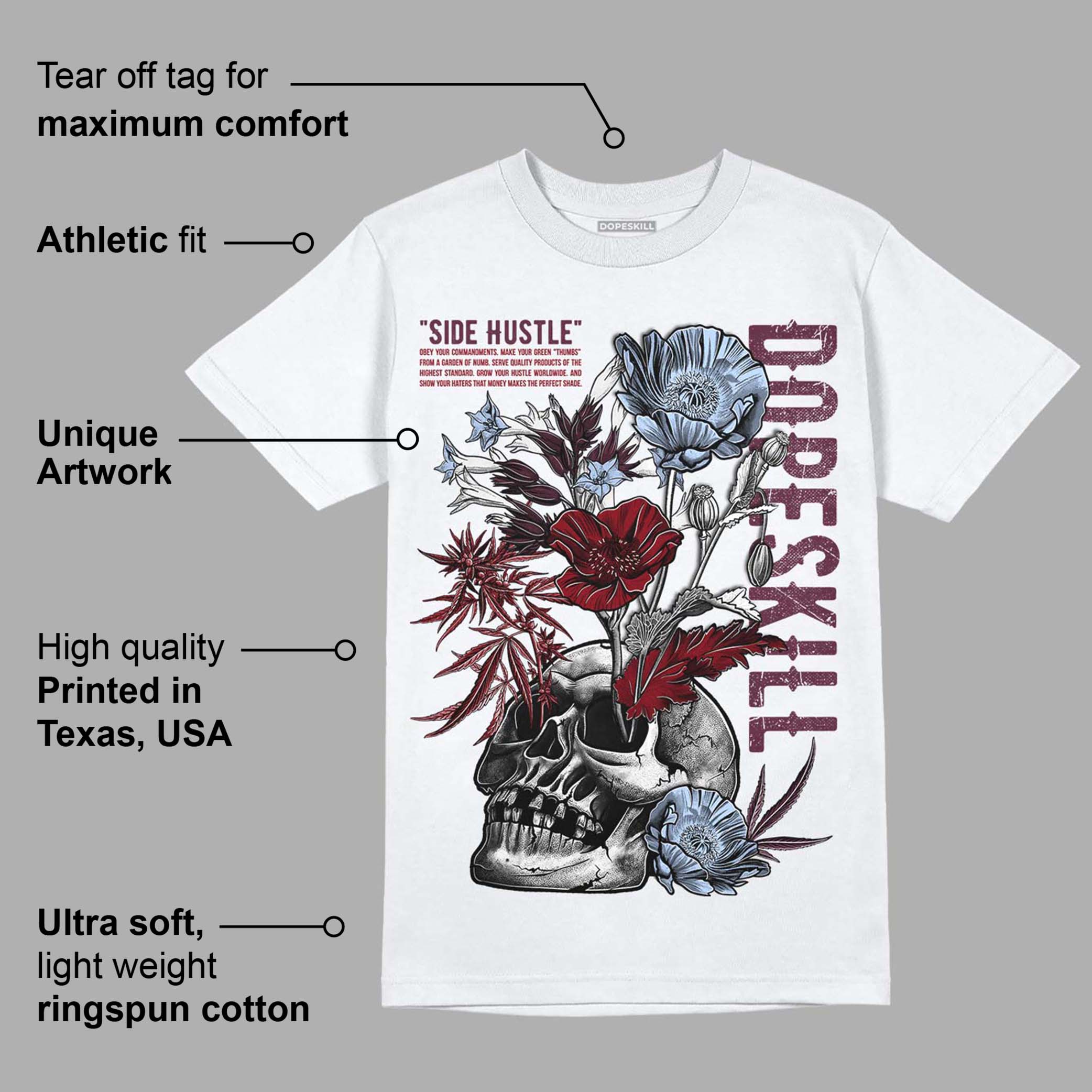Burgundy 5s superstreetwear T-Shirt Side Hustle Graphic