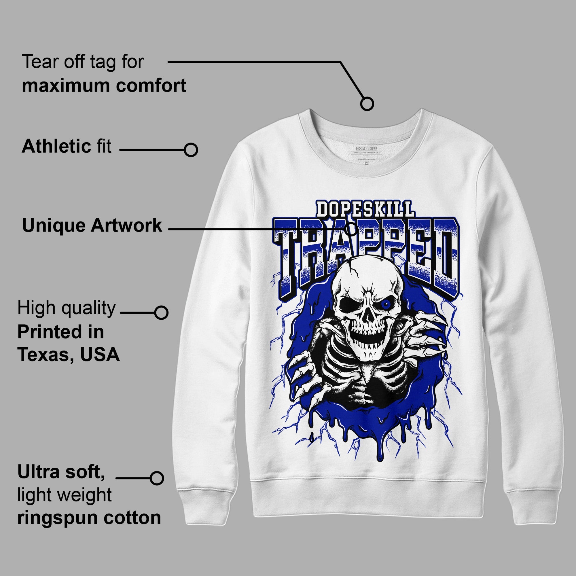 Racer Blue White Dunk Low superstreetwear Sweatshirt Trapped Halloween Graphic