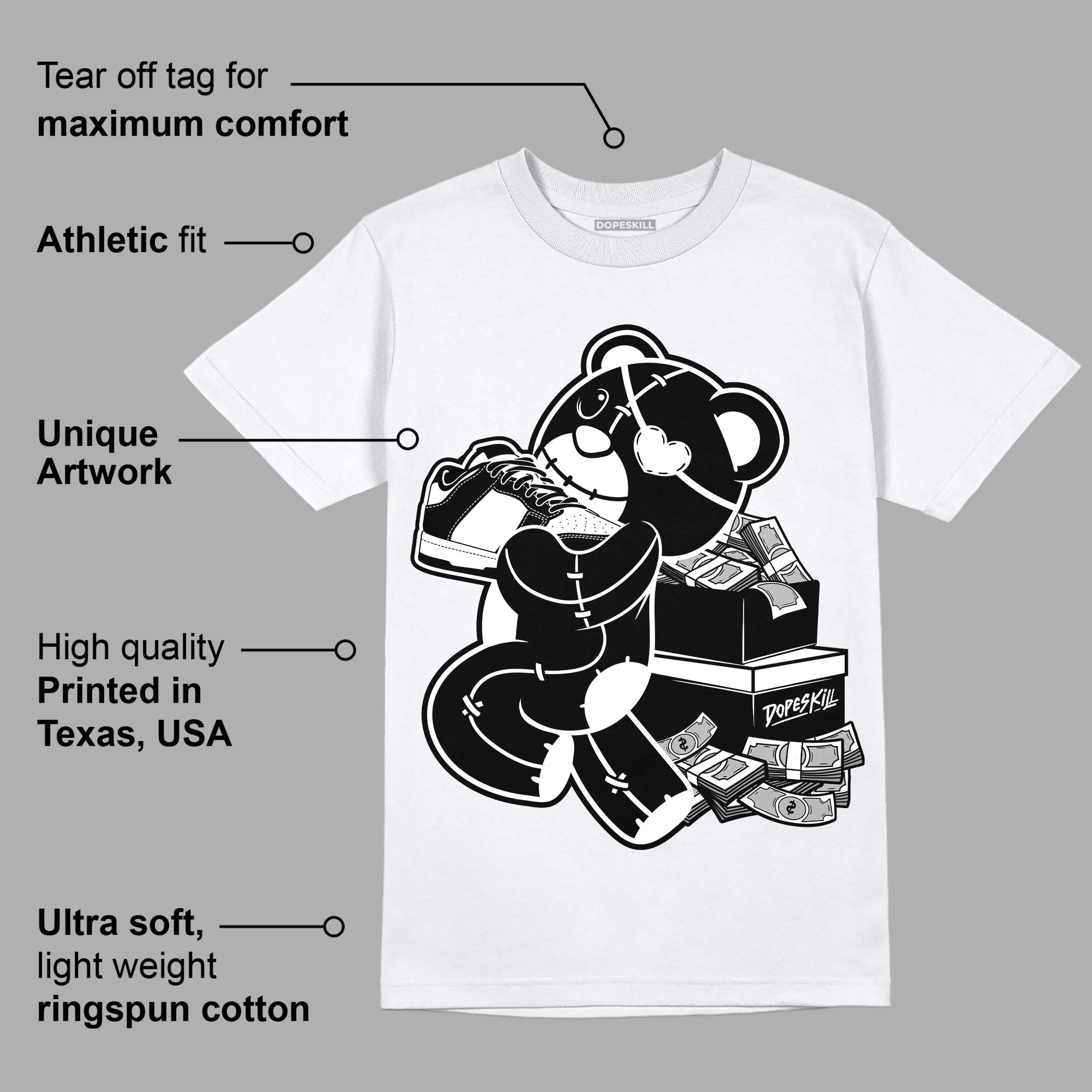 Dunk Low Panda White Black superstreetwear T-Shirt Bear Steals Sneaker Graphic