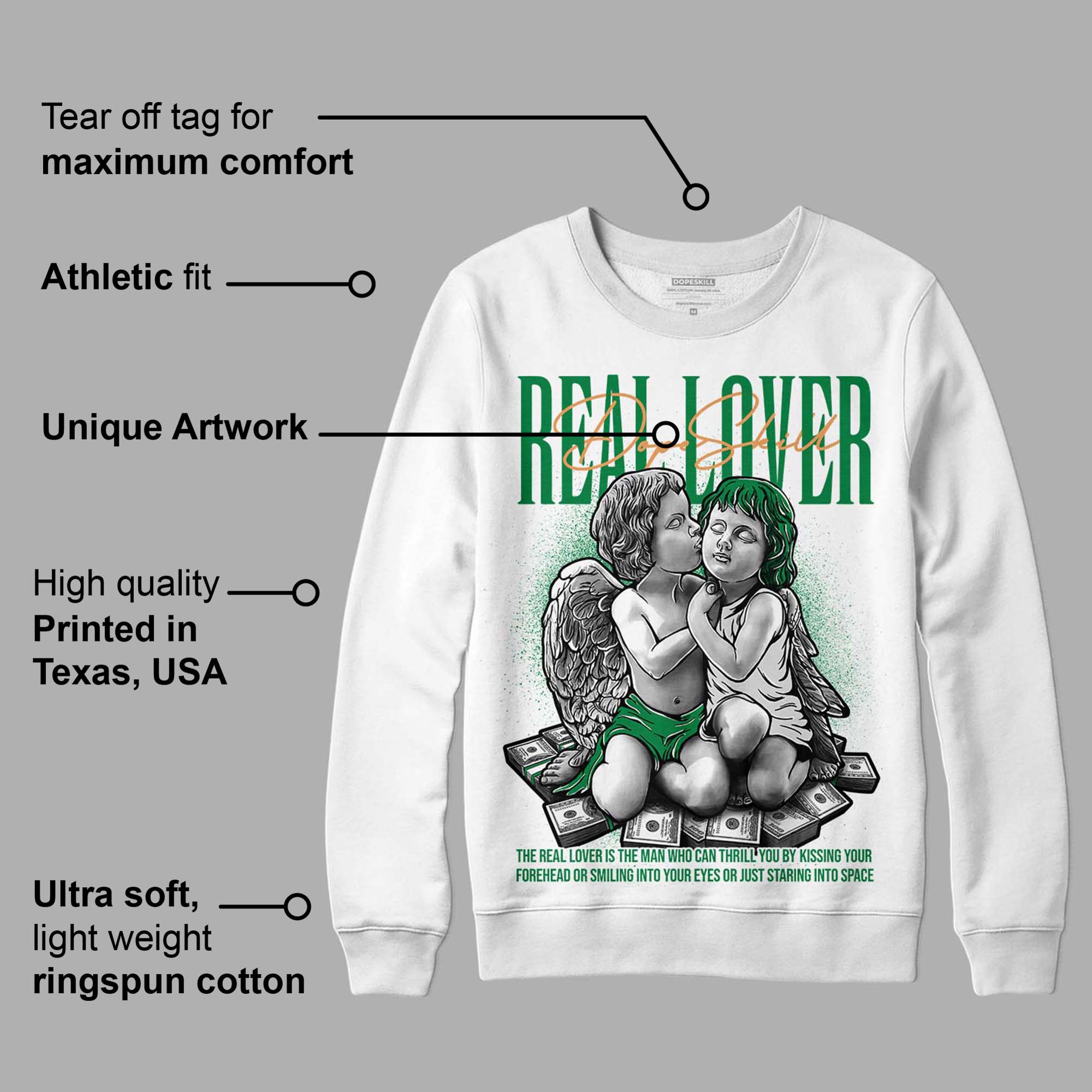 Pine Green 4s superstreetwear Sweatshirt Real Lover Graphic