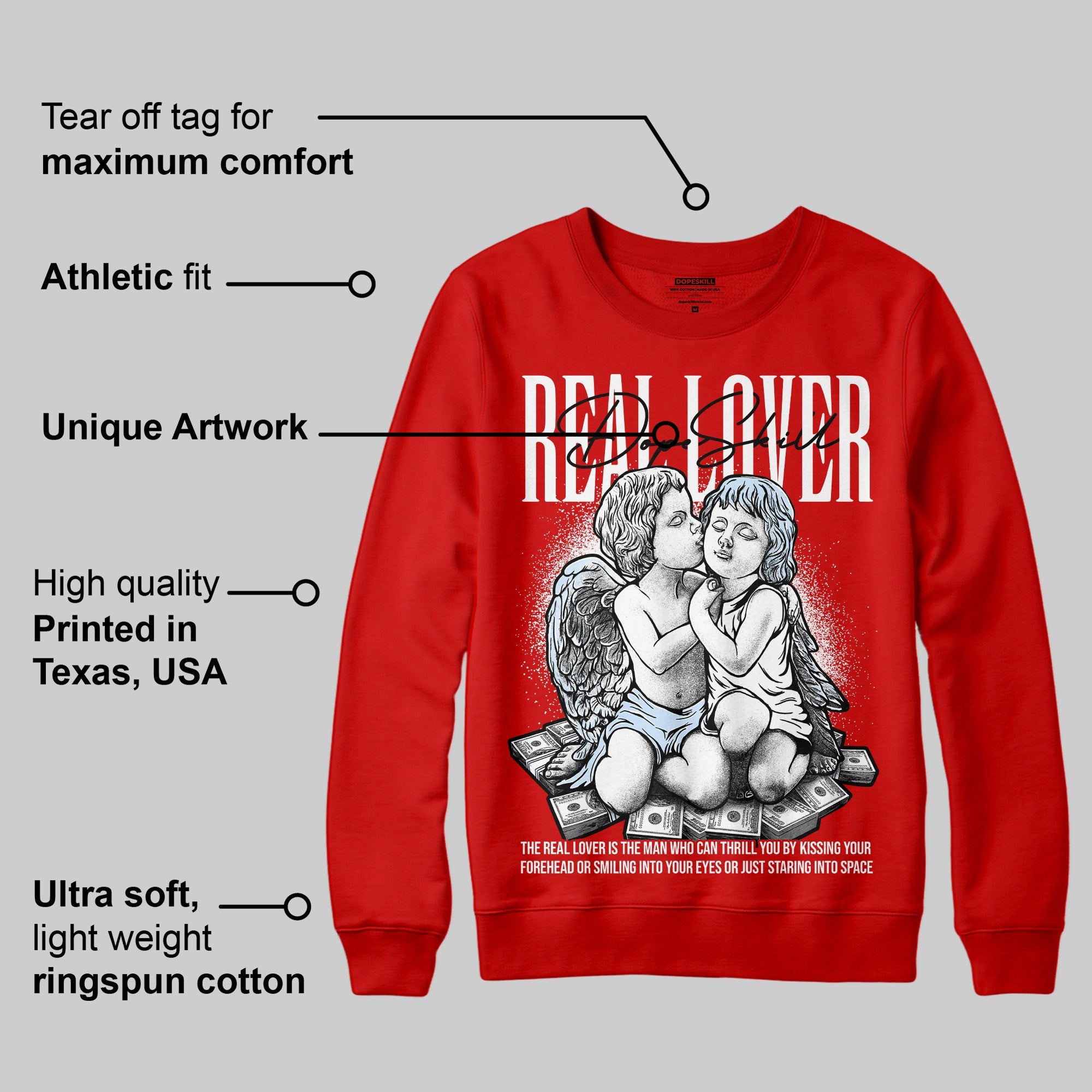 Cherry 11s superstreetwear Varsity Red Sweatshirt Real Lover Graphic