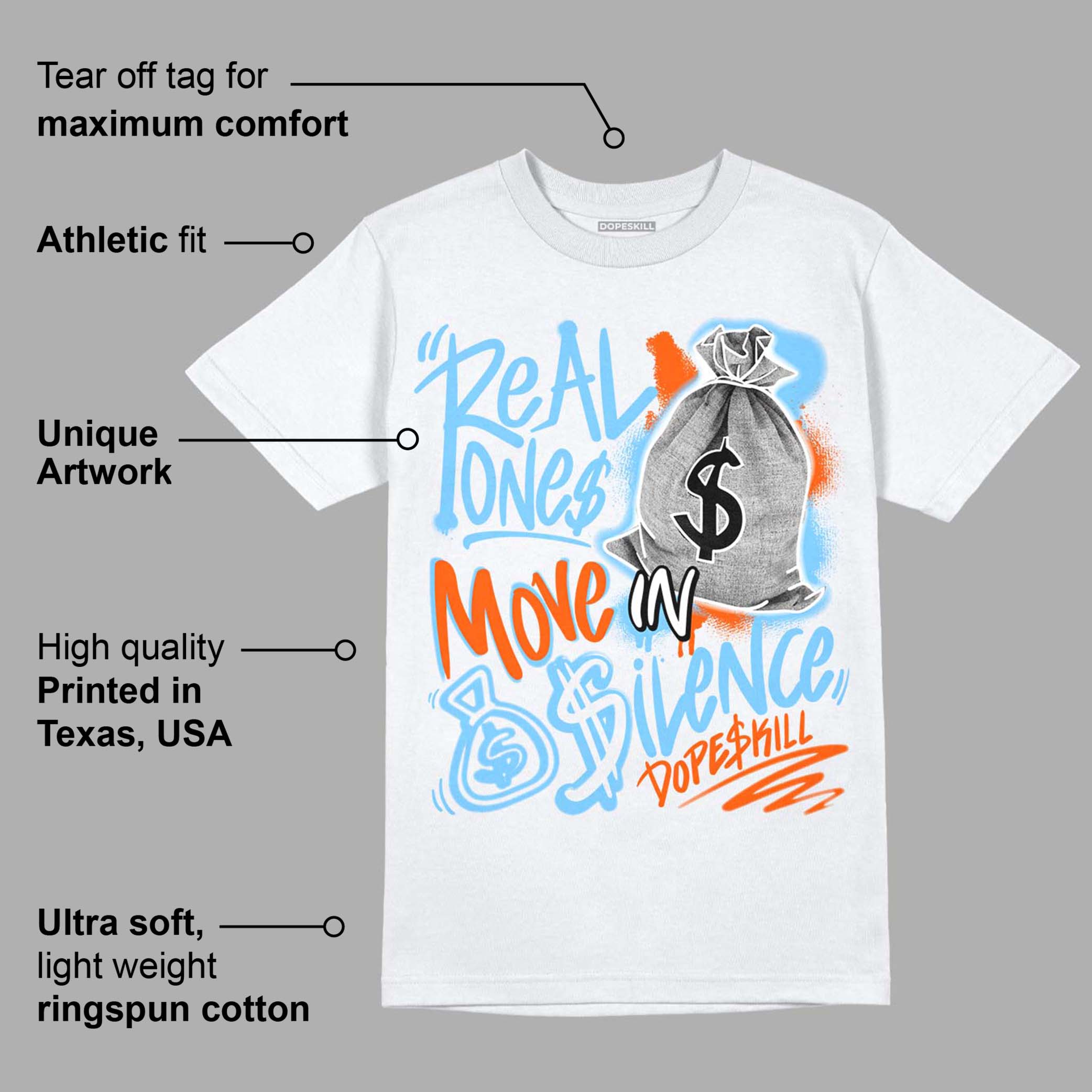 Dunk Low Futura University Blue superstreetwear T-Shirt Real Ones Move In Silence Graphic