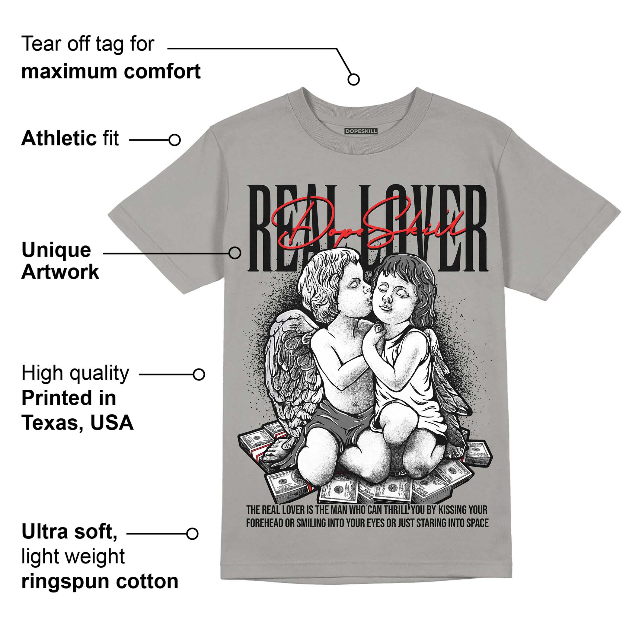 Grey Collection superstreetwear Grey T-shirt Real Lover Graphic
