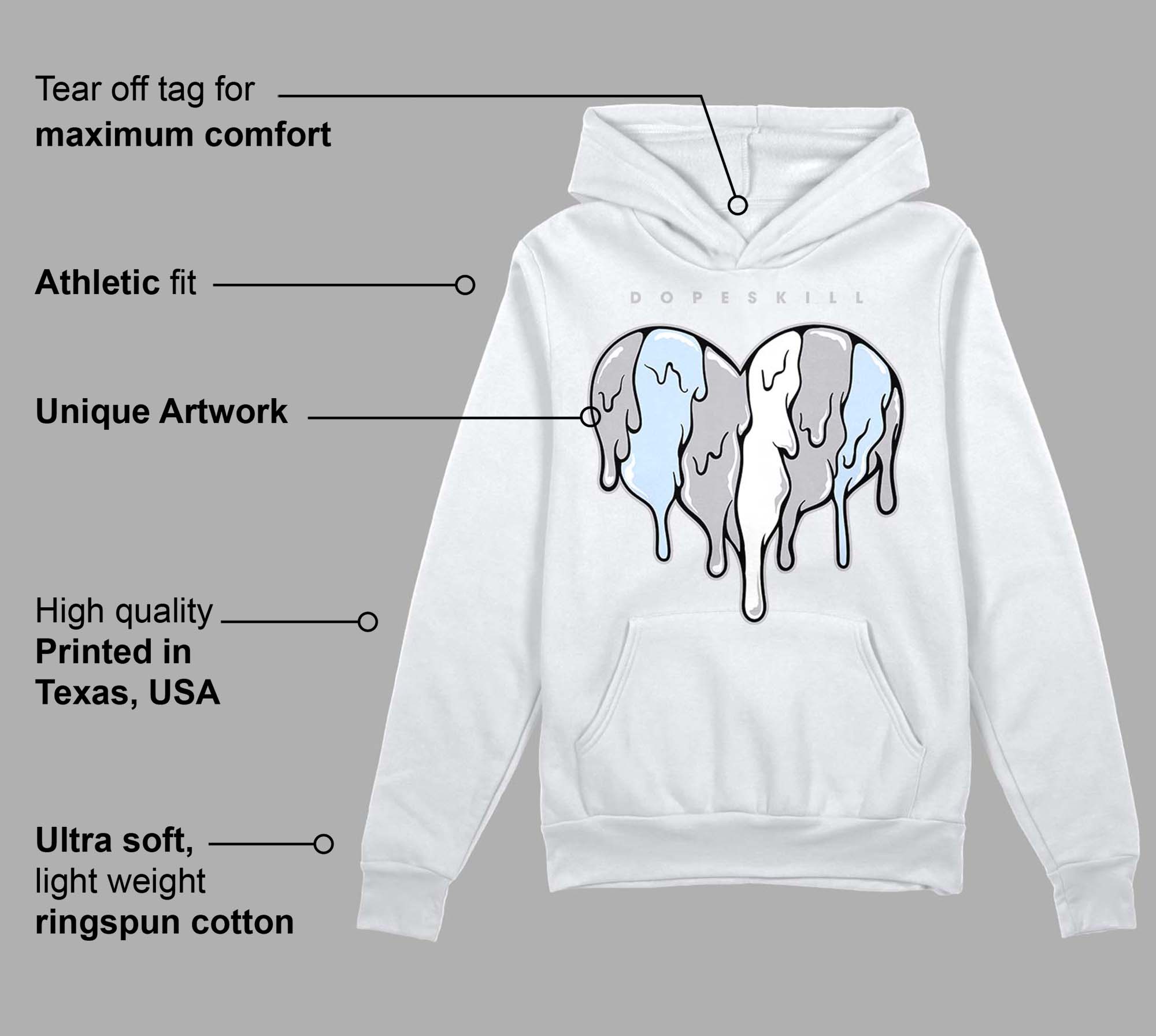 Cement Grey 11s superstreetwear Hoodie Sweatshirt Slime Drip Heart Graphic