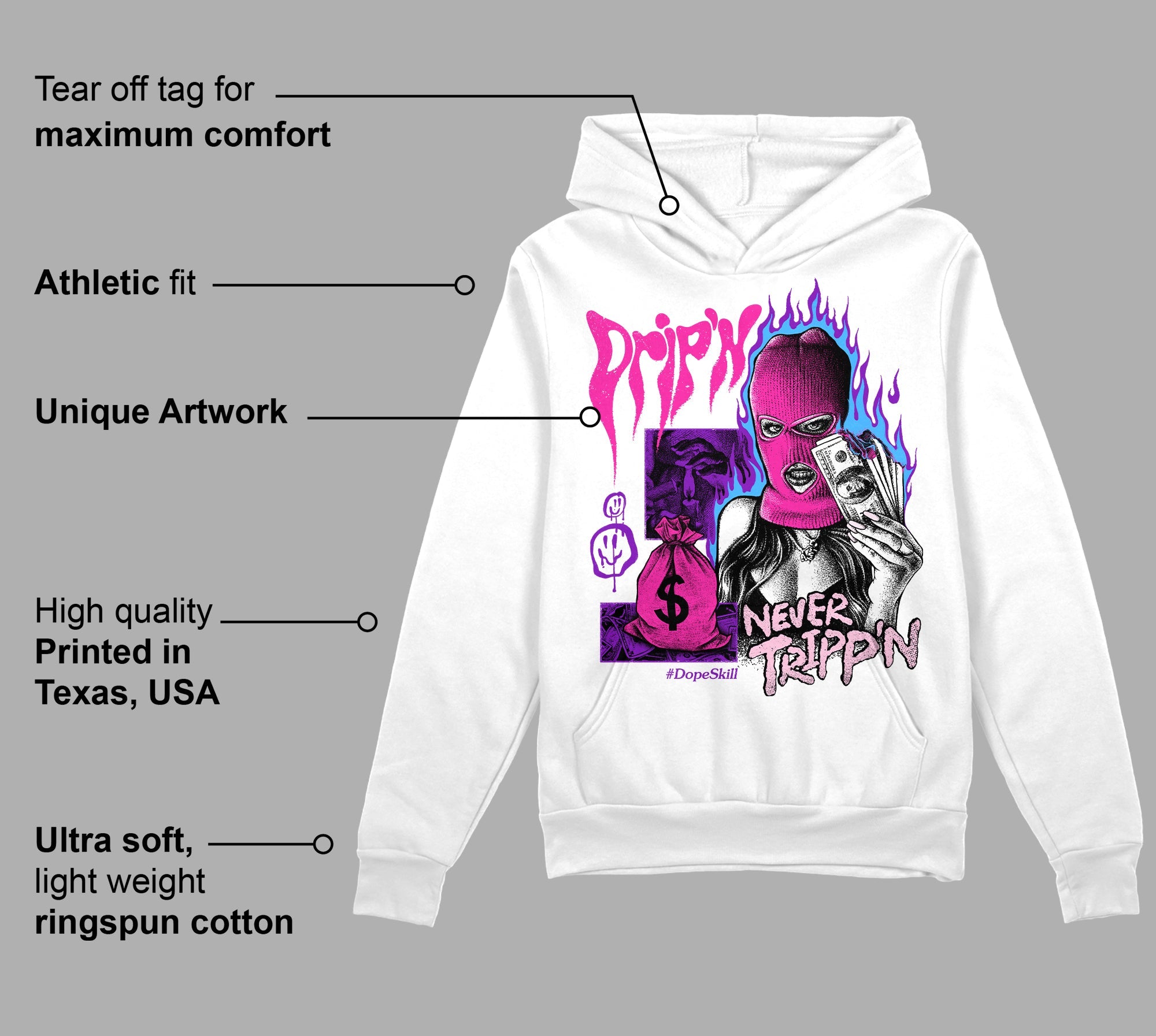Triple Pink Dunk superstreetwear Hoodie Sweatshirt Drip'n Never Tripp'n Graphic