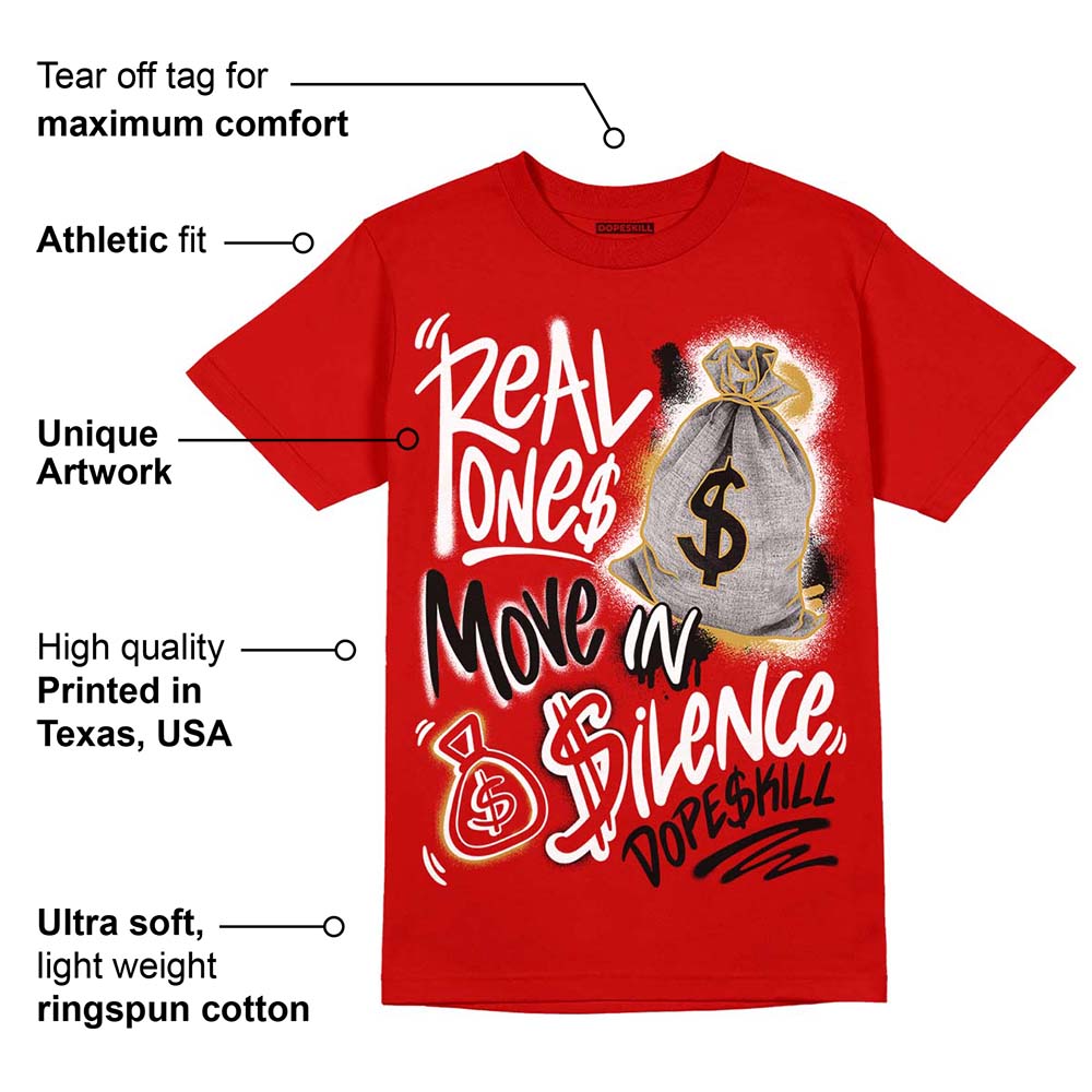 Red Collection superstreetwear Red T-shirt Real Ones Move In Silence Graphic