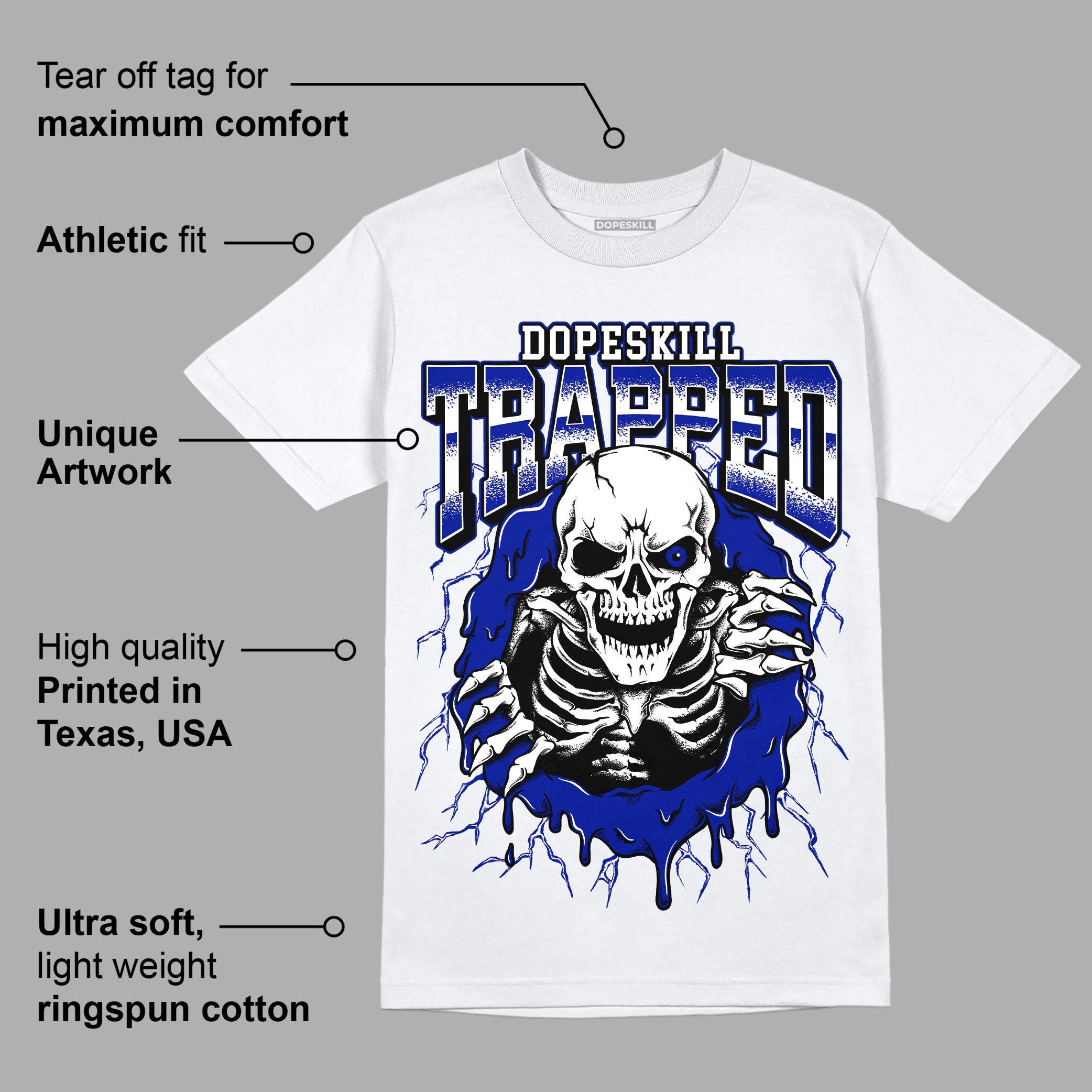 Racer Blue White Dunk Low superstreetwear T-Shirt Trapped Halloween Graphic