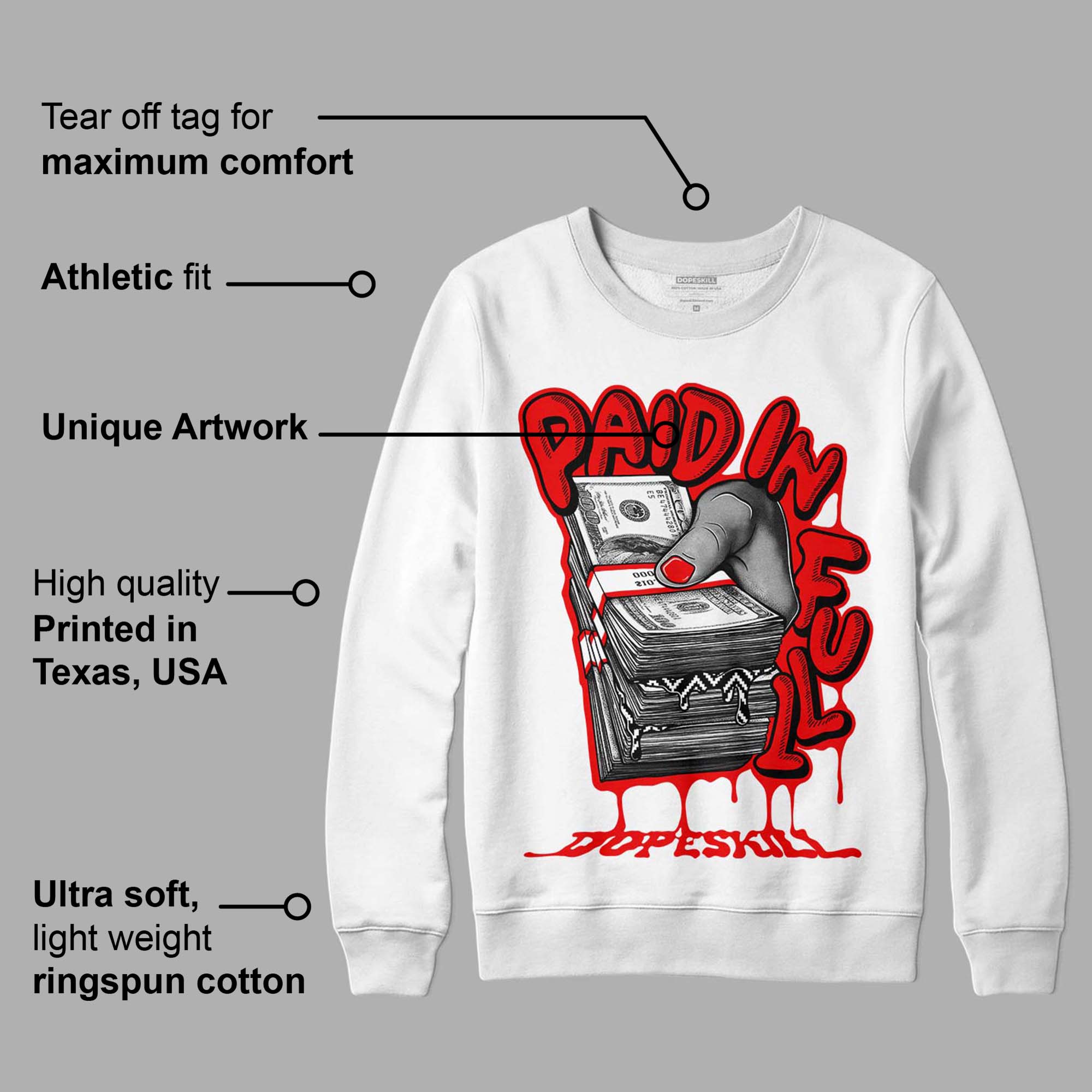 Cherry 12s superstreetwear Sweatshirt Paid In Full Graphic