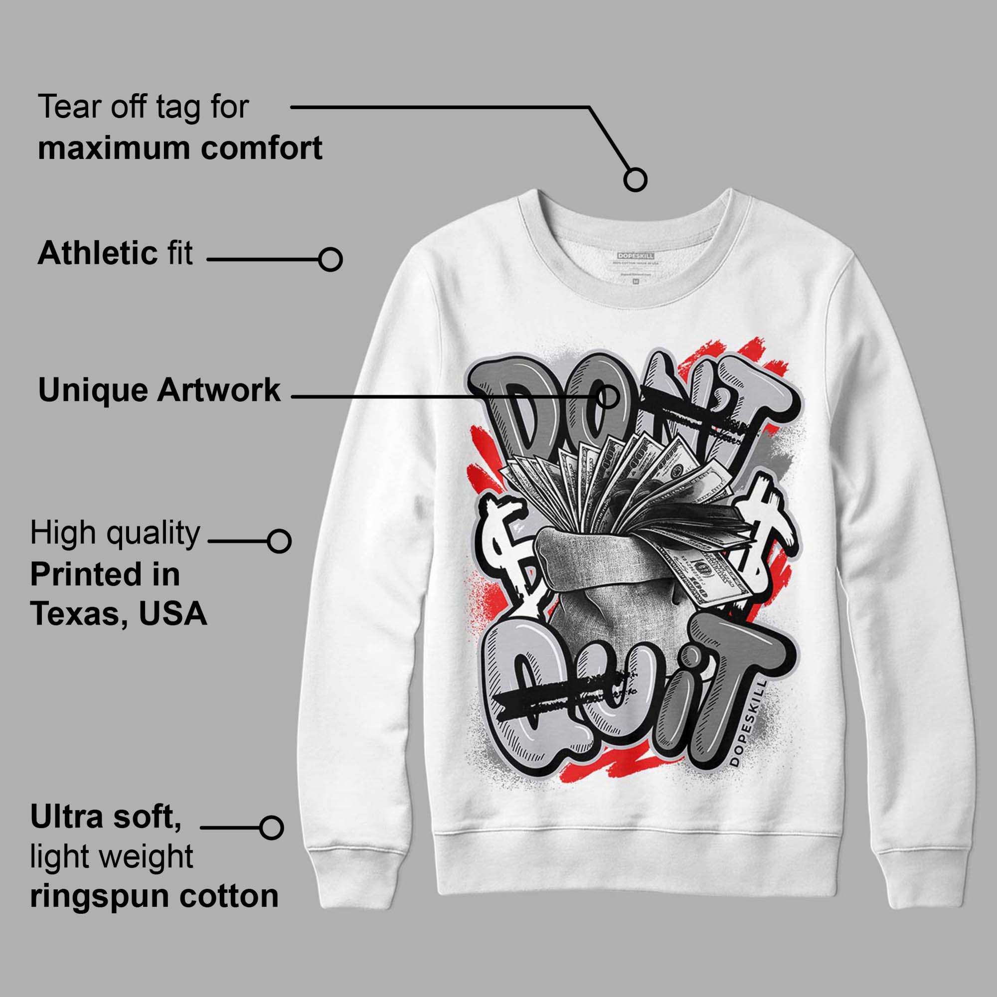 Grey Collection superstreetwear Sweatshirt Don't Quit Graphic