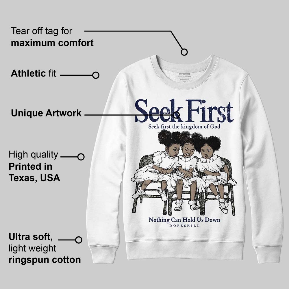 Midnight Navy 3s superstreetwear Sweatshirt New Seek First Graphic