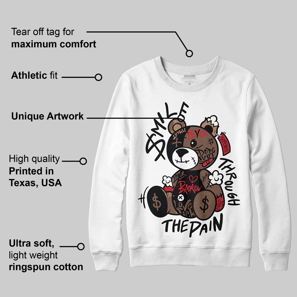 Olive 9s superstreetwear Sweatshirt Smile Through The Pain Graphic