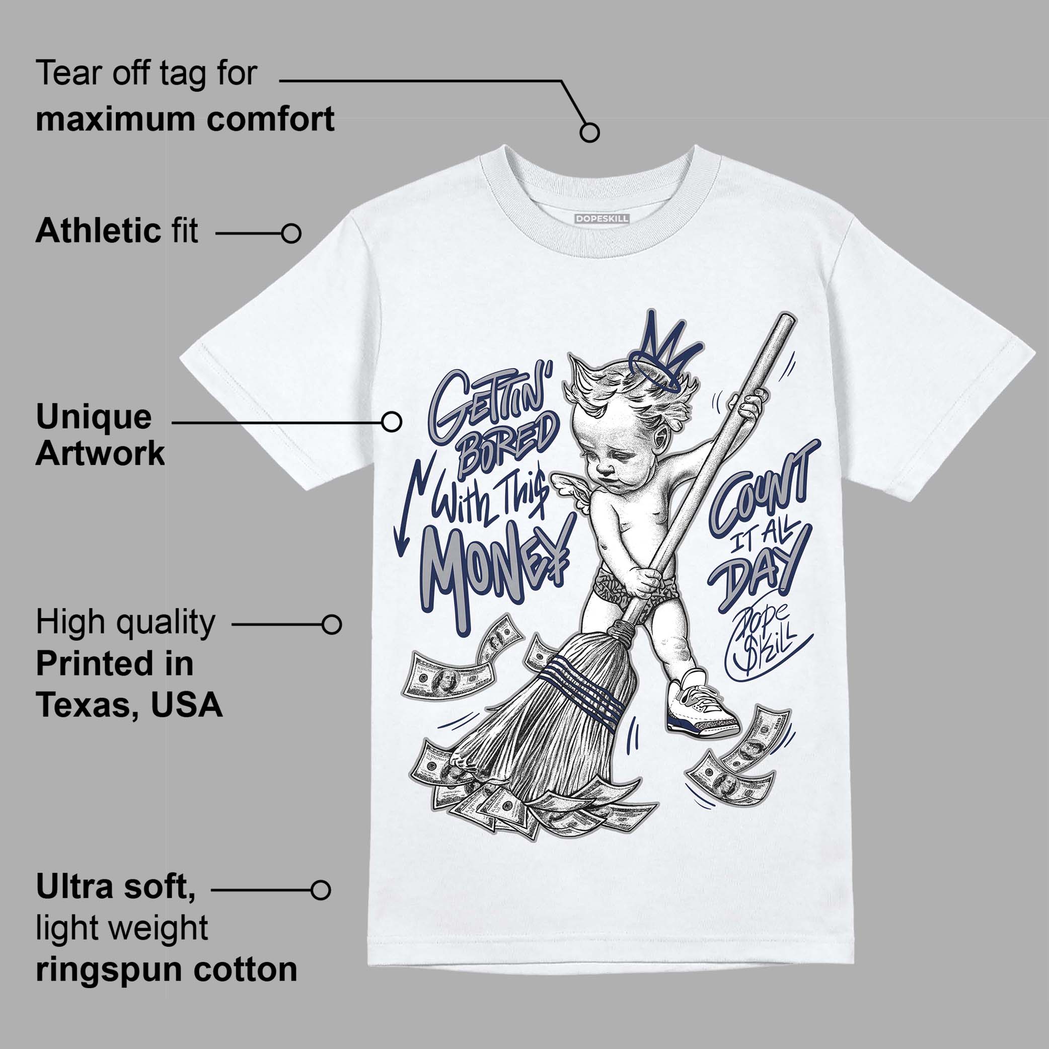Midnight Navy 3s superstreetwear T-Shirt Gettin Bored With This Money Graphic