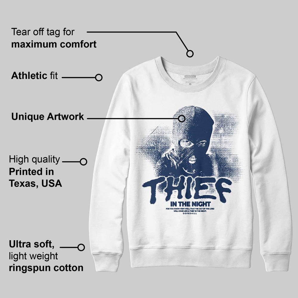 Summit White Navy 4s superstreetwear Sweatshirt Thief In The Night Graphic