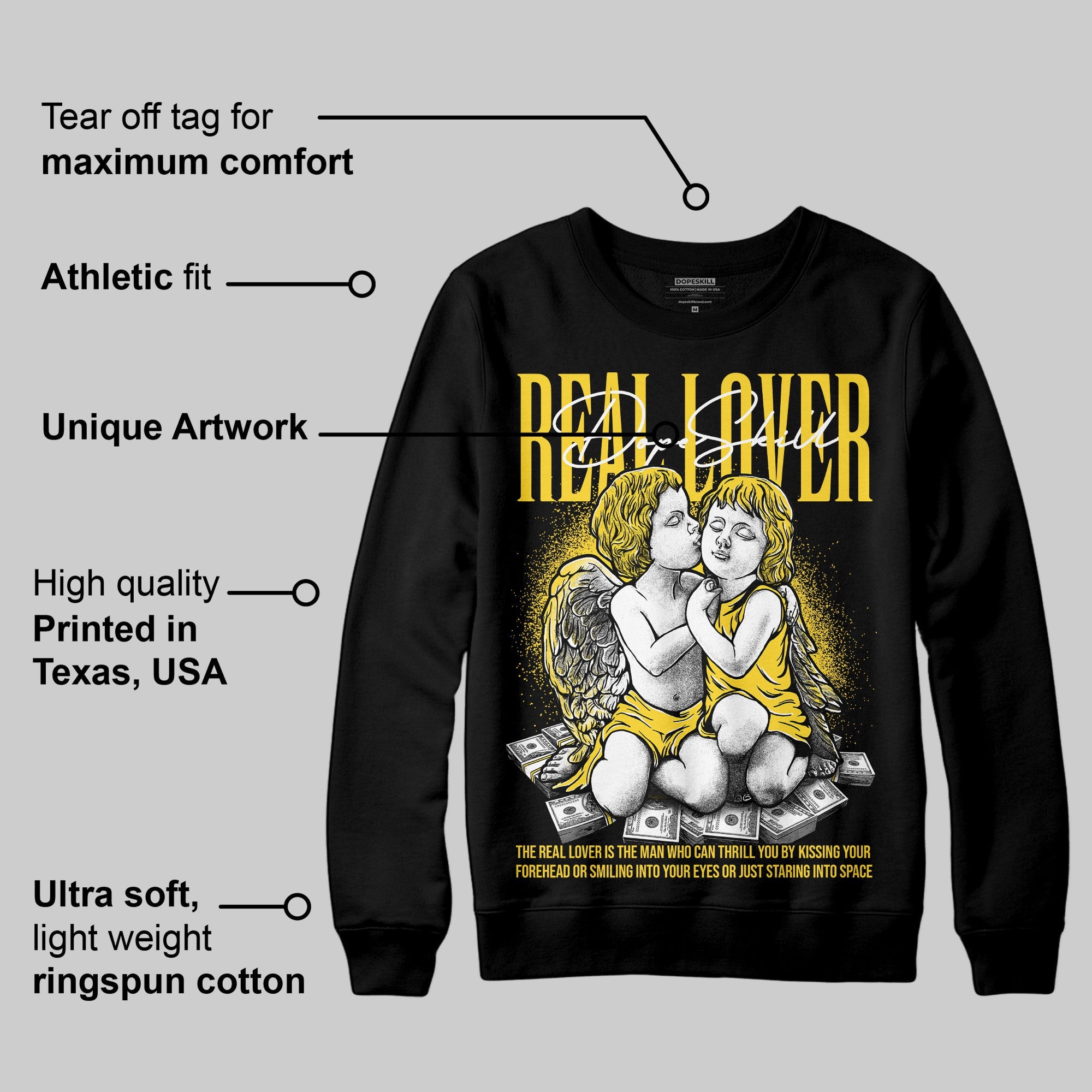 Black Tour Yellow AJ 4 Thunder superstreetwear Sweatshirt Real Lover Graphic