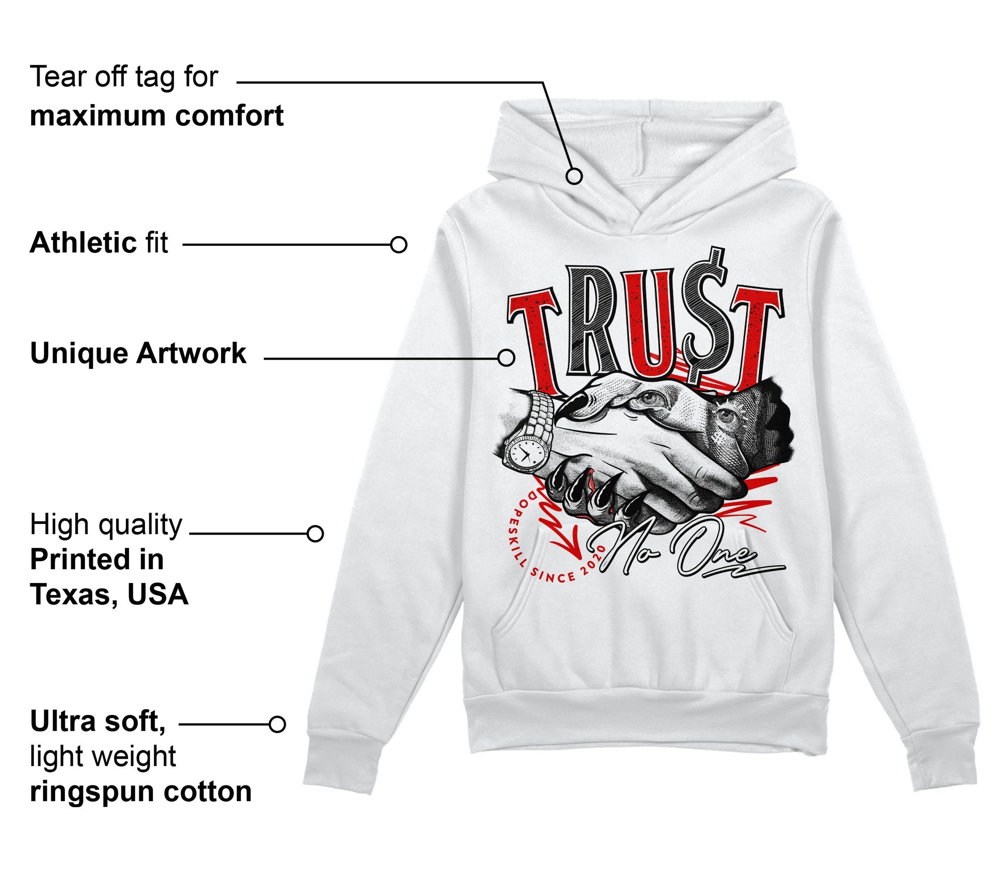 Red Cement 4S superstreetwear Hoodie Sweatshirt Trust No One Graphic