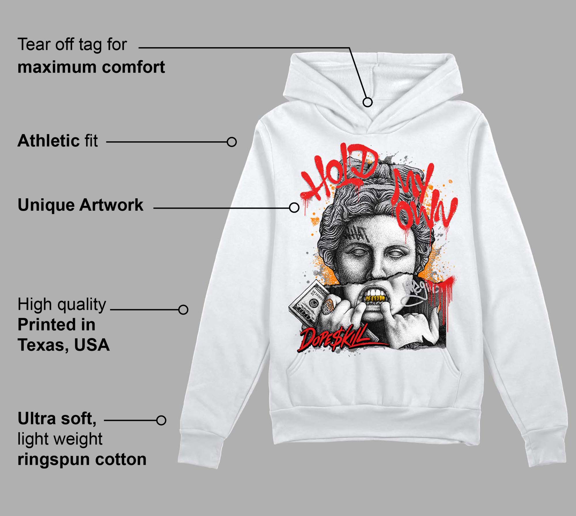 Grey Collection superstreetwear Hoodie Sweatshirt Hold My Own Graphic