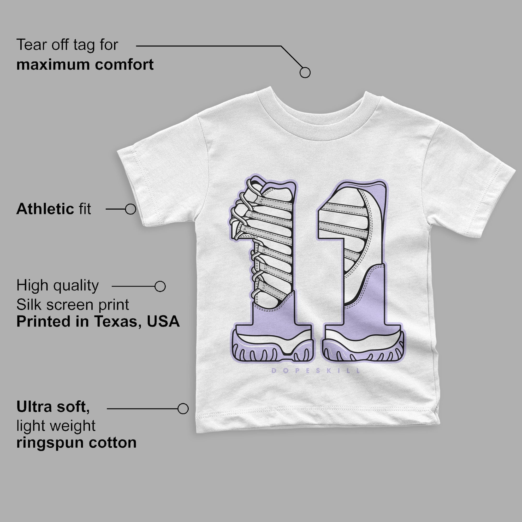 Pure Violet 11s Low superstreetwear Toddler Kids T-shirt No.11 Graphic