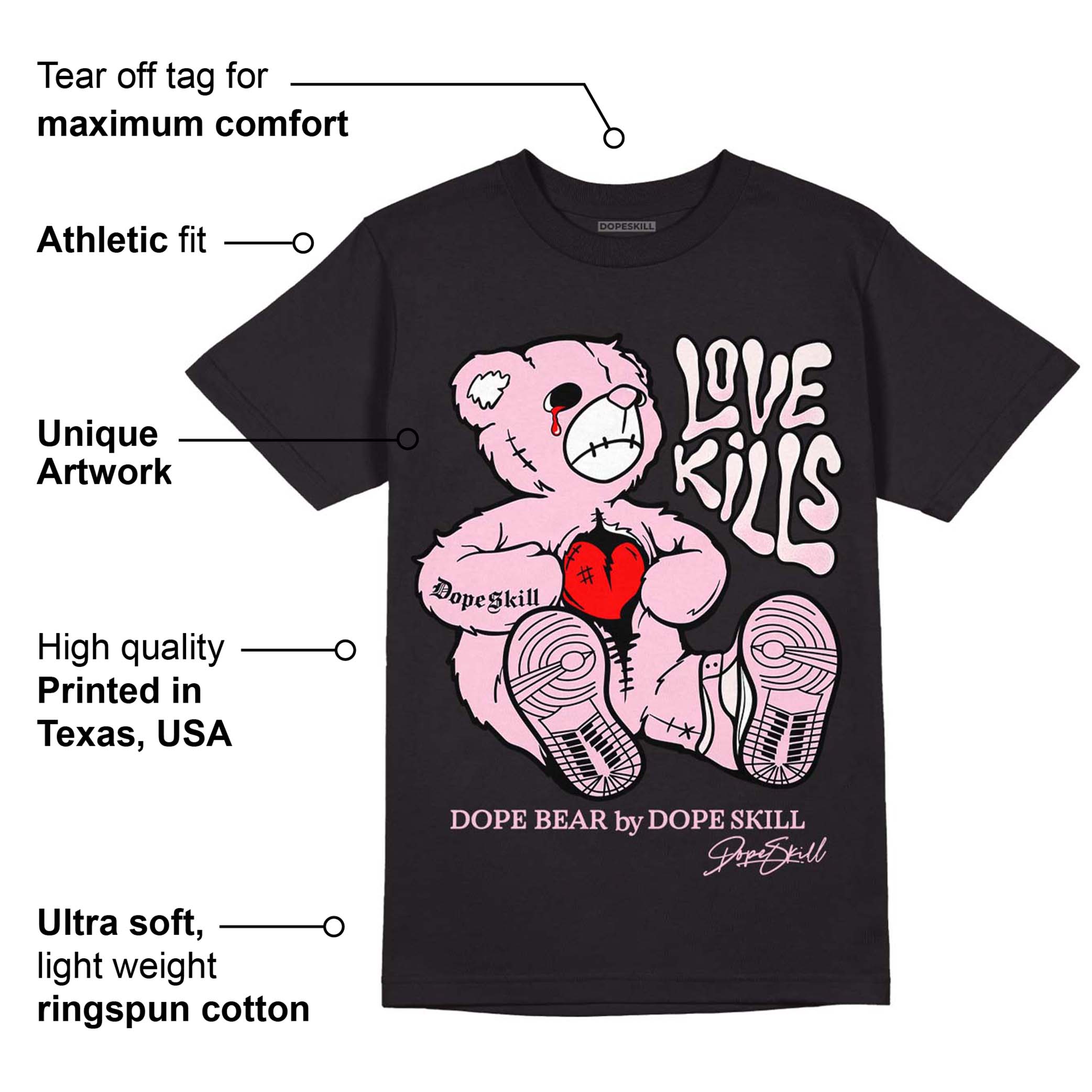 Dunk Low Pink Foam superstreetwear T-Shirt Love Kills Graphic