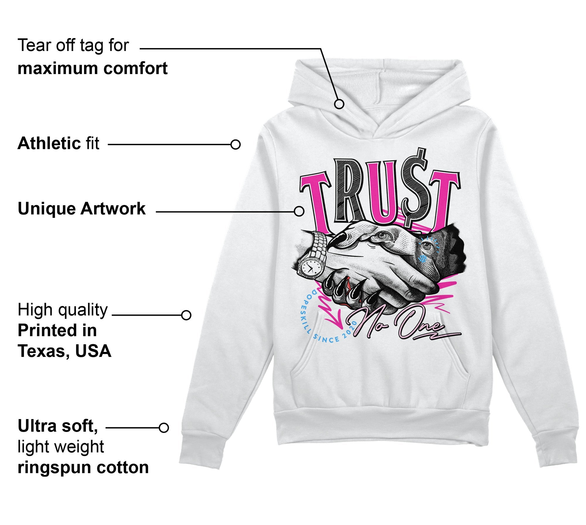 Pink Collection superstreetwear Hoodie Sweatshirt Trust No One Graphic