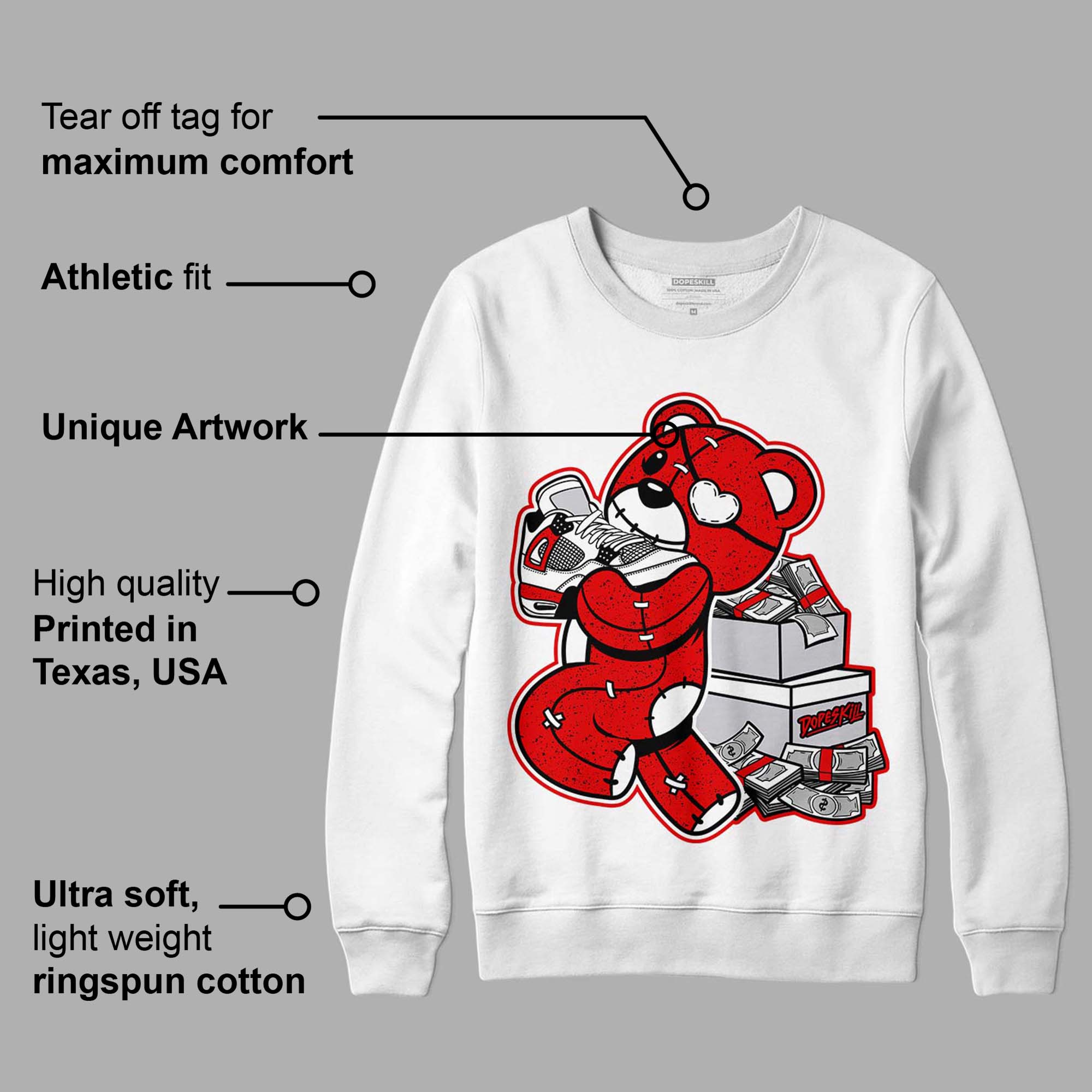 Red Cement 4S superstreetwear Sweatshirt Bear Steals Sneaker Graphic