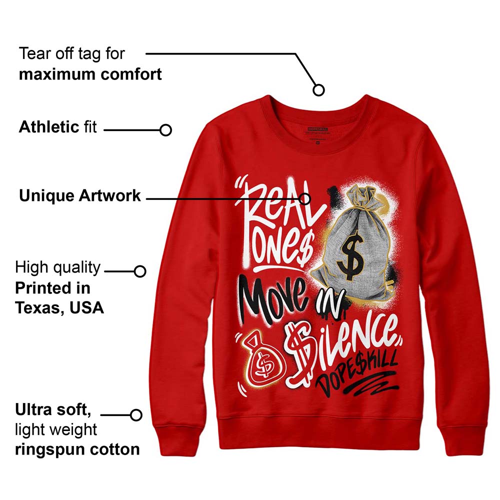 Red Collection superstreetwear Red Sweatshirt Real Ones Move In Silence Graphic