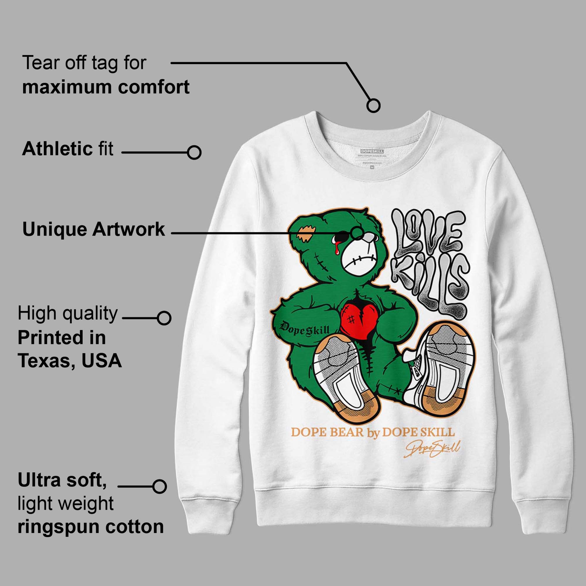 Pine Green 4s superstreetwear Sweatshirt Love Kills Graphic