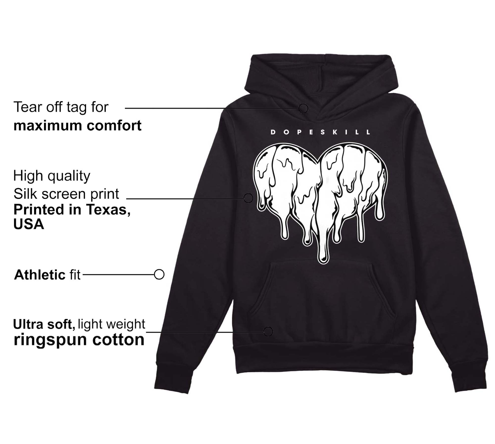 85 Black White 1s superstreetwear Hoodie Sweatshirt Slime Drip Heart Graphic