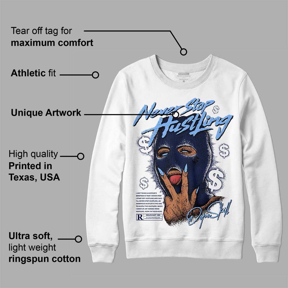 Midnight Navy 5s superstreetwear Sweatshirt Never Stop Hustling Graphic