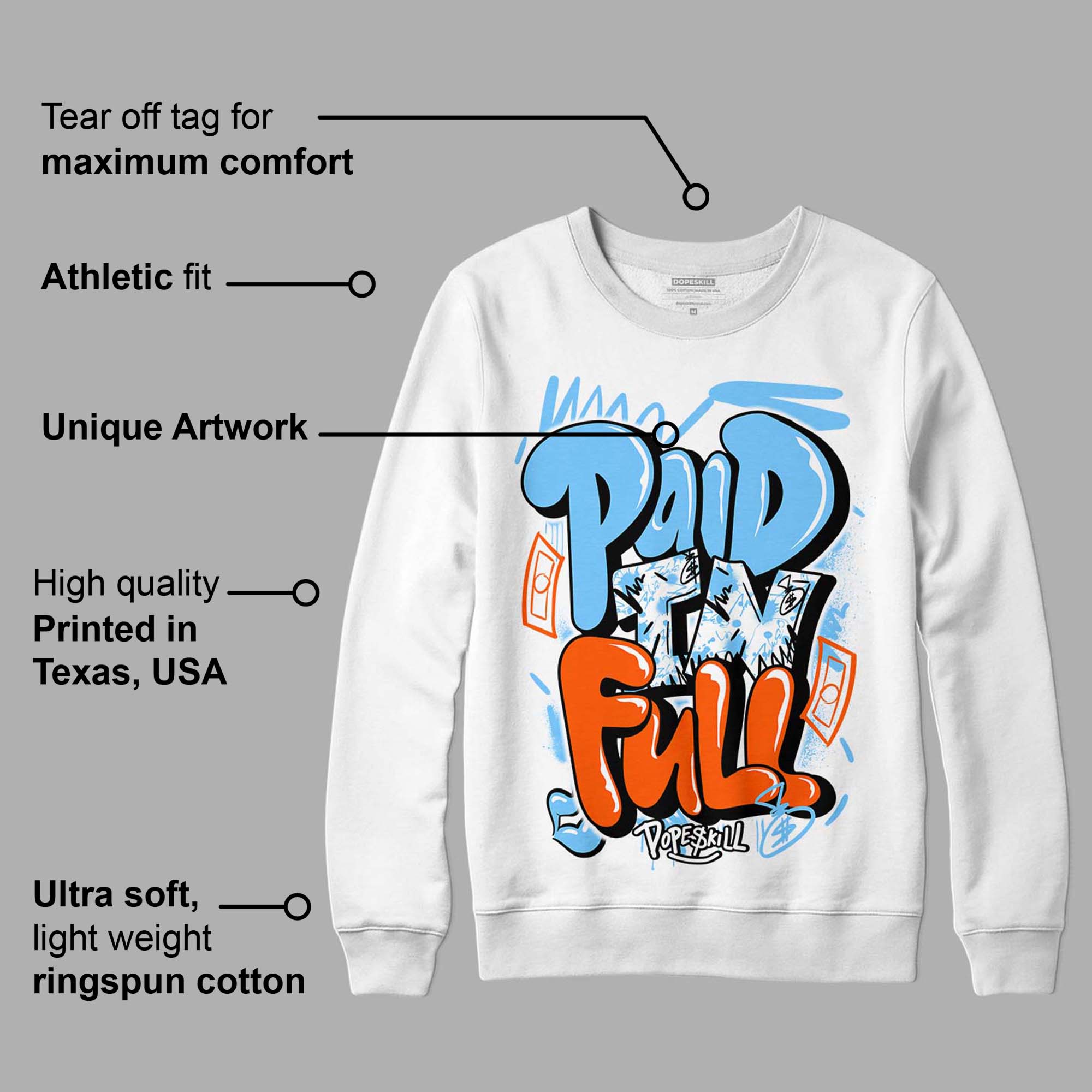 Dunk Low Futura University Blue superstreetwear Sweatshirt New Paid In Full Graphic