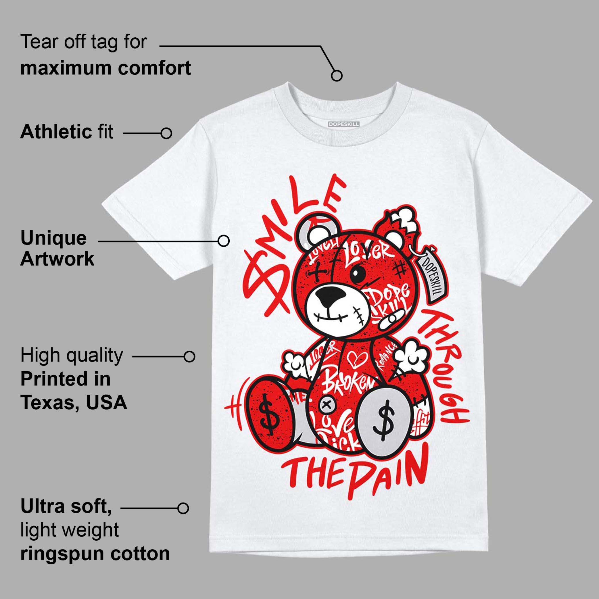 Red Cement 4S superstreetwear T-Shirt Smile Through The Pain Graphic