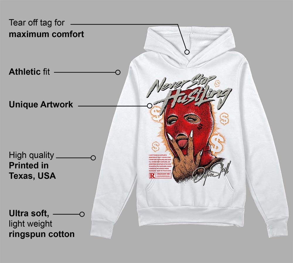 Fire Red 3s superstreetwear Hoodie Sweatshirt Never Stop Hustling Graphic