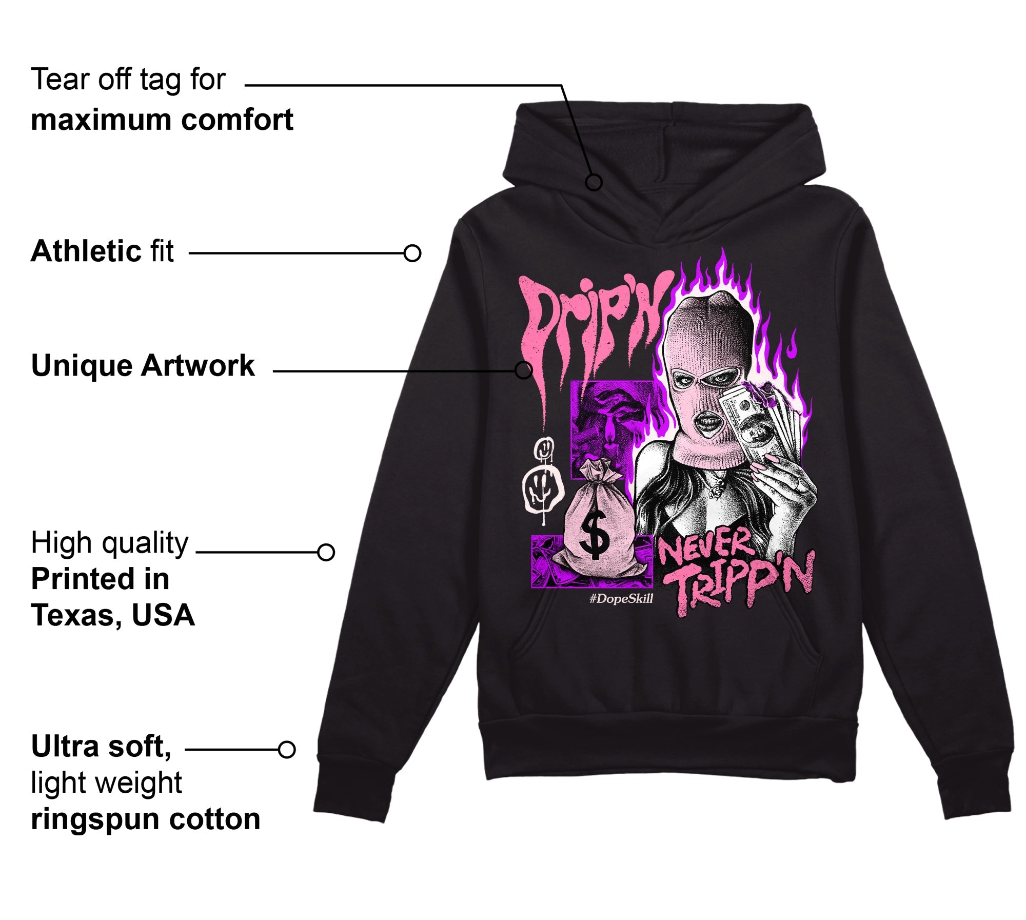 Dunk Pink Foam superstreetwear Hoodie Sweatshirt Drip'n Never Tripp'n Graphic