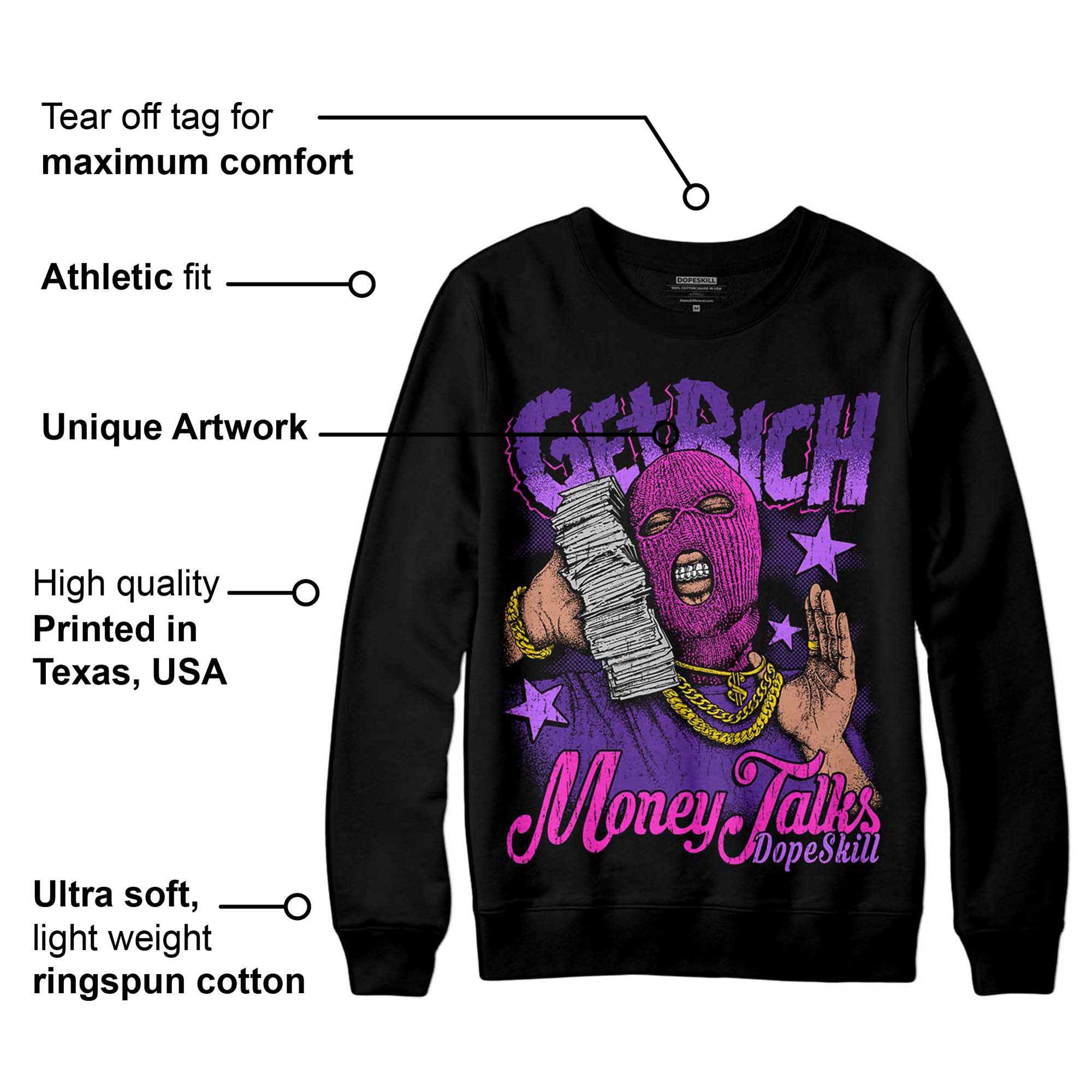 PURPLE Collection superstreetwear Sweatshirt Get Rich Graphic