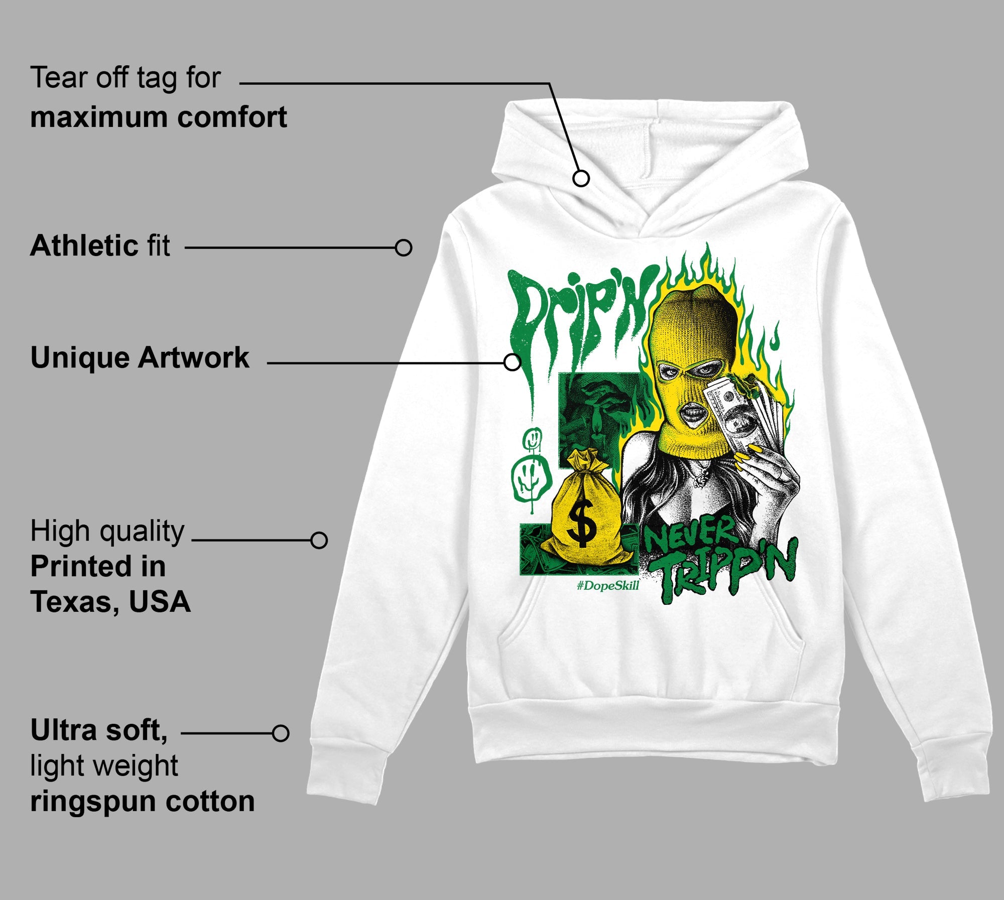 Dunk Reverse Brazil superstreetwear Hoodie Sweatshirt Drip'n Never Tripp'n Graphic