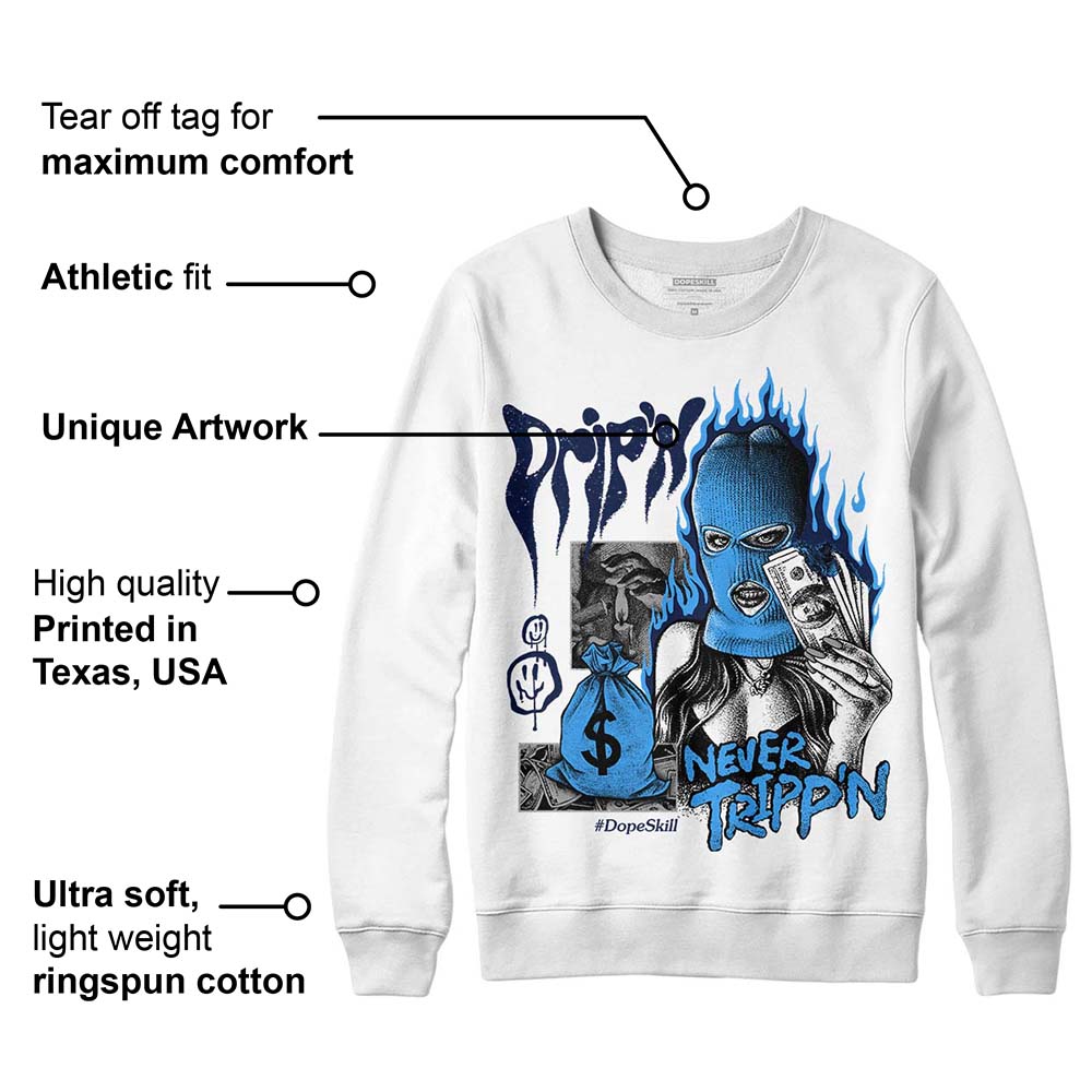 AJ Spizike White Obsidian superstreetwear Sweatshirt Drip'n Never Tripp'n Graphic