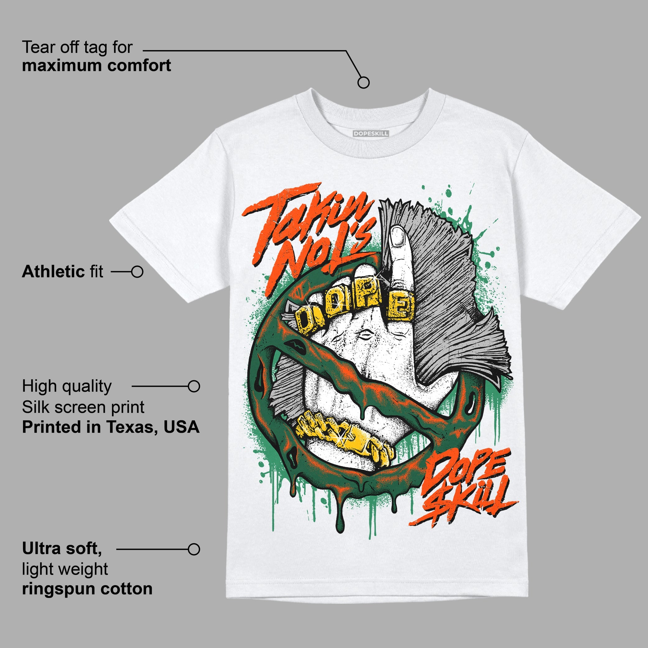 Dunk Team Dark Green Orange superstreetwear T-Shirt Takin No L's Graphic