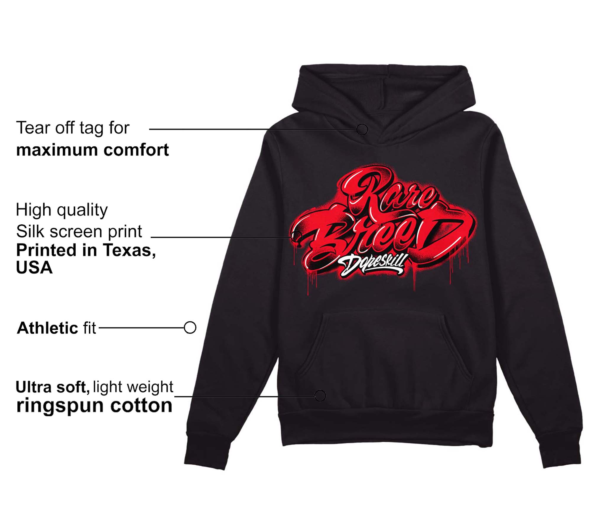 Red Thunder 4s superstreetwear Hoodie Sweatshirt Rare Breed Type Graphic