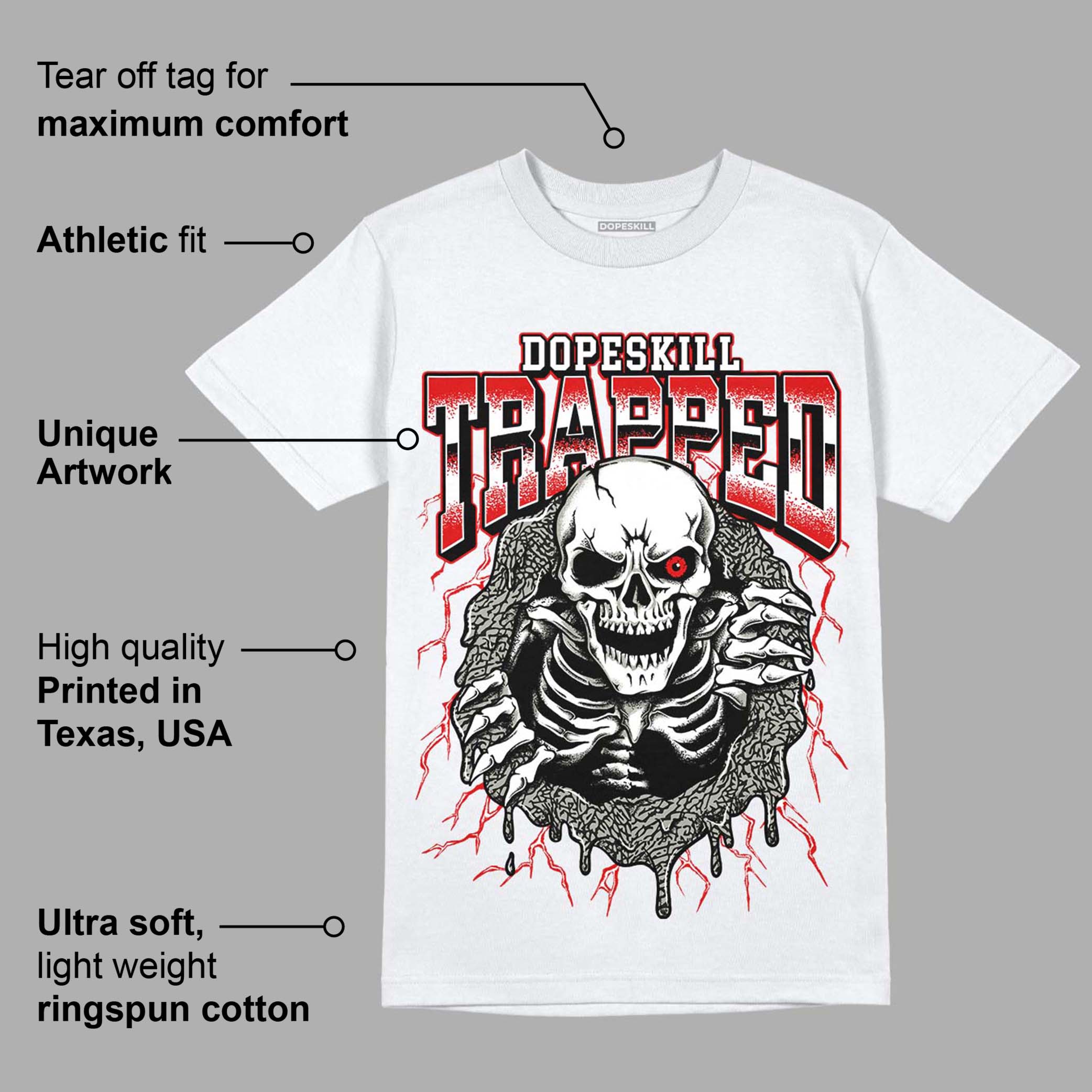 Fire Red 3s superstreetwear T-Shirt Trapped Halloween Graphic