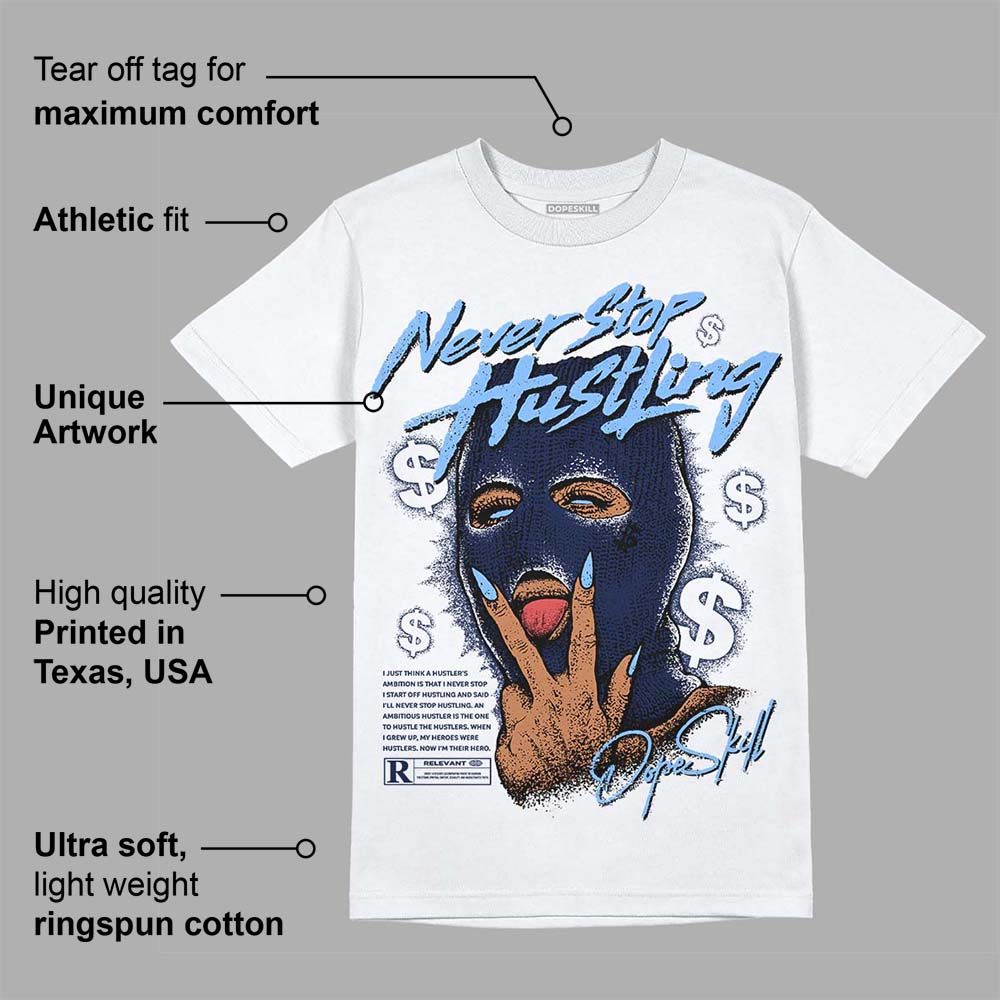 Midnight Navy 5s superstreetwear T-Shirt Never Stop Hustling Graphic