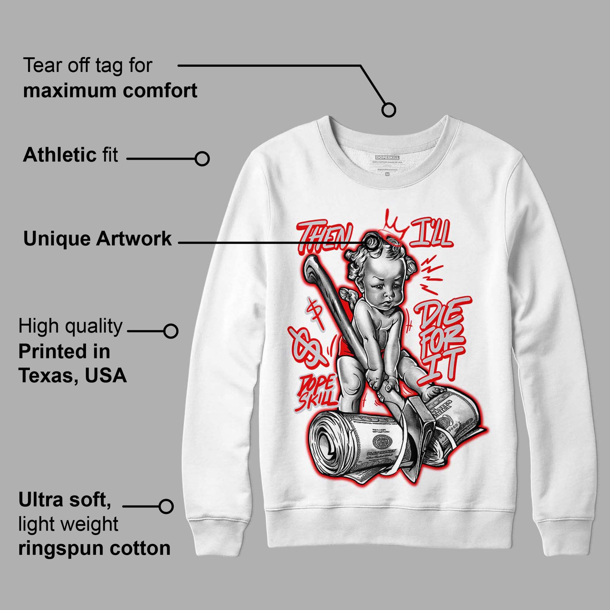Red Cement 4S superstreetwear Sweatshirt Then I'll Die For It Graphic