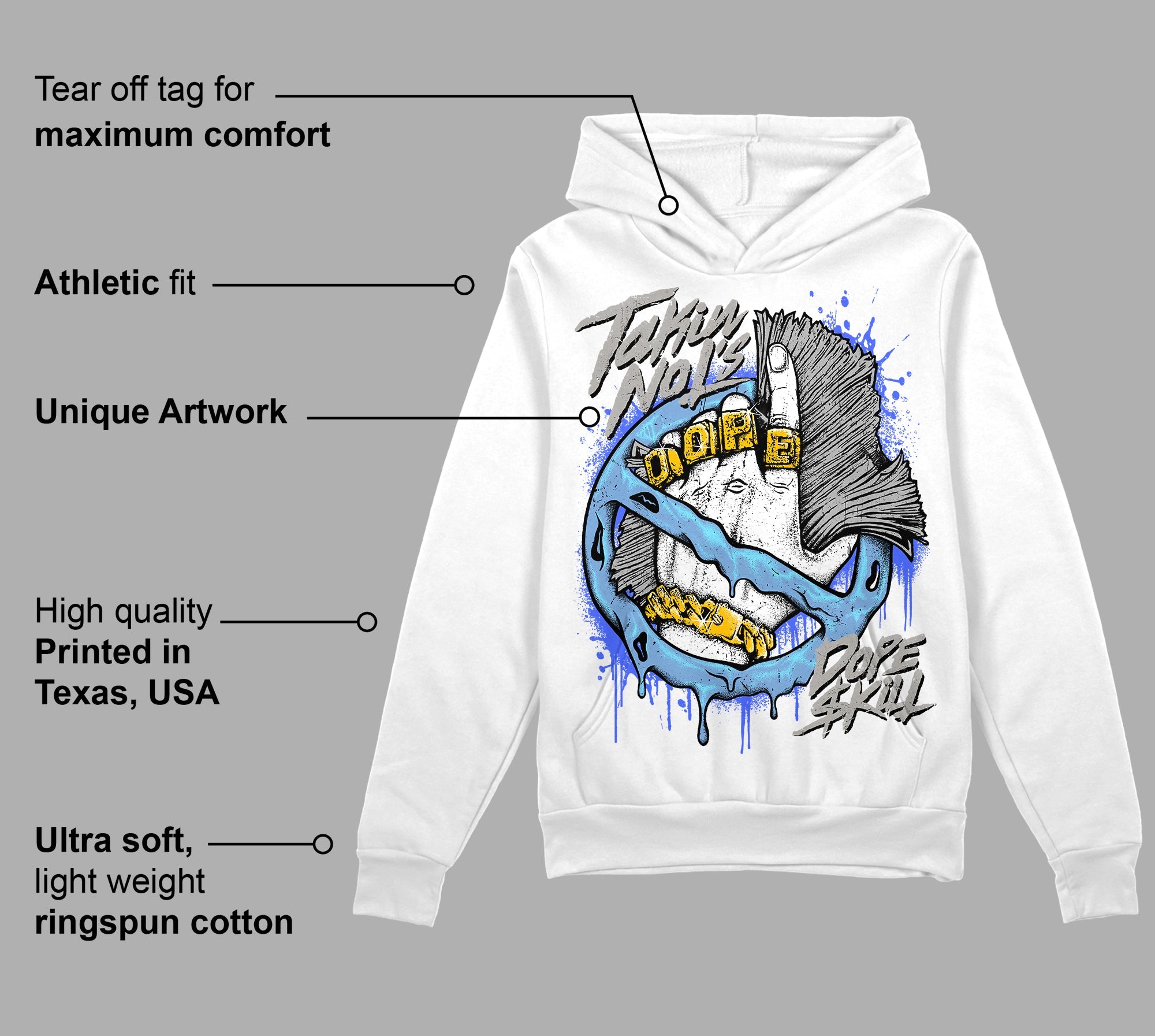 University Blue 5s superstreetwear Hoodie Sweatshirt Takin No L's Graphic