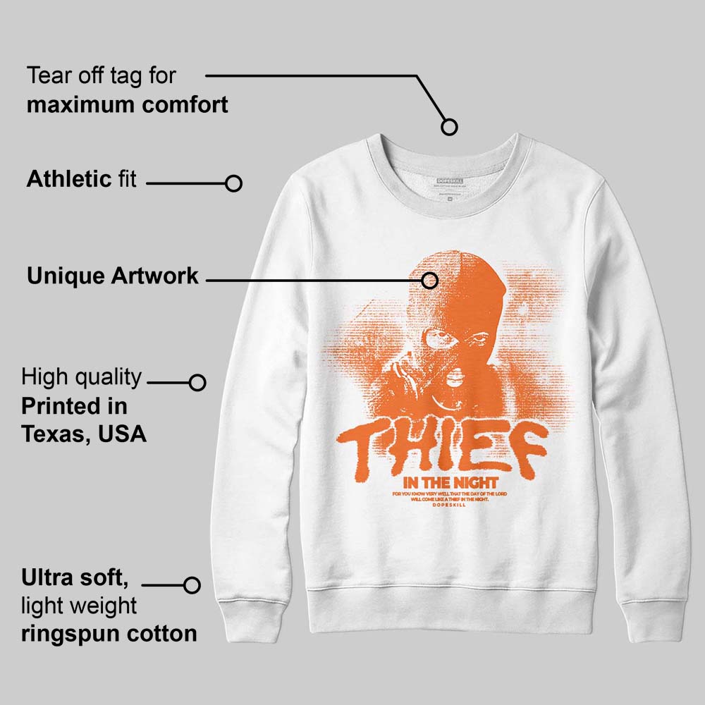 Orange Black White superstreetwear Sweatshirt Thief In The Night Graphic